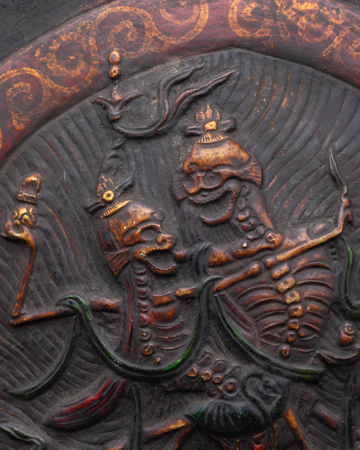 Tibetan Chitipati Deity Wall Art Hanging | Handcrafted Copper Art for Spiritual Spaces