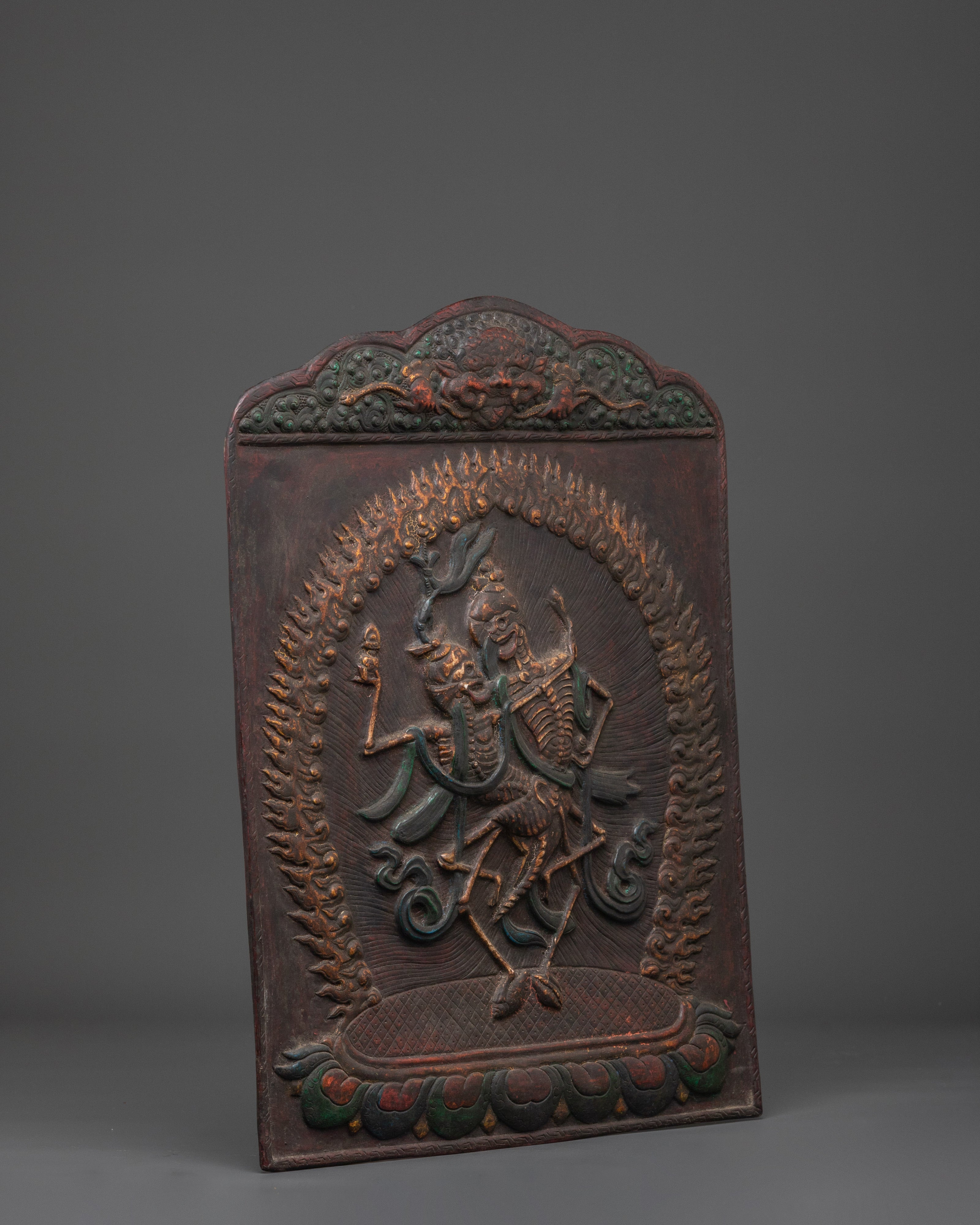 Protector Deity Chitipati Wall Hanging | Spiritual Copper Wall Art for Protection