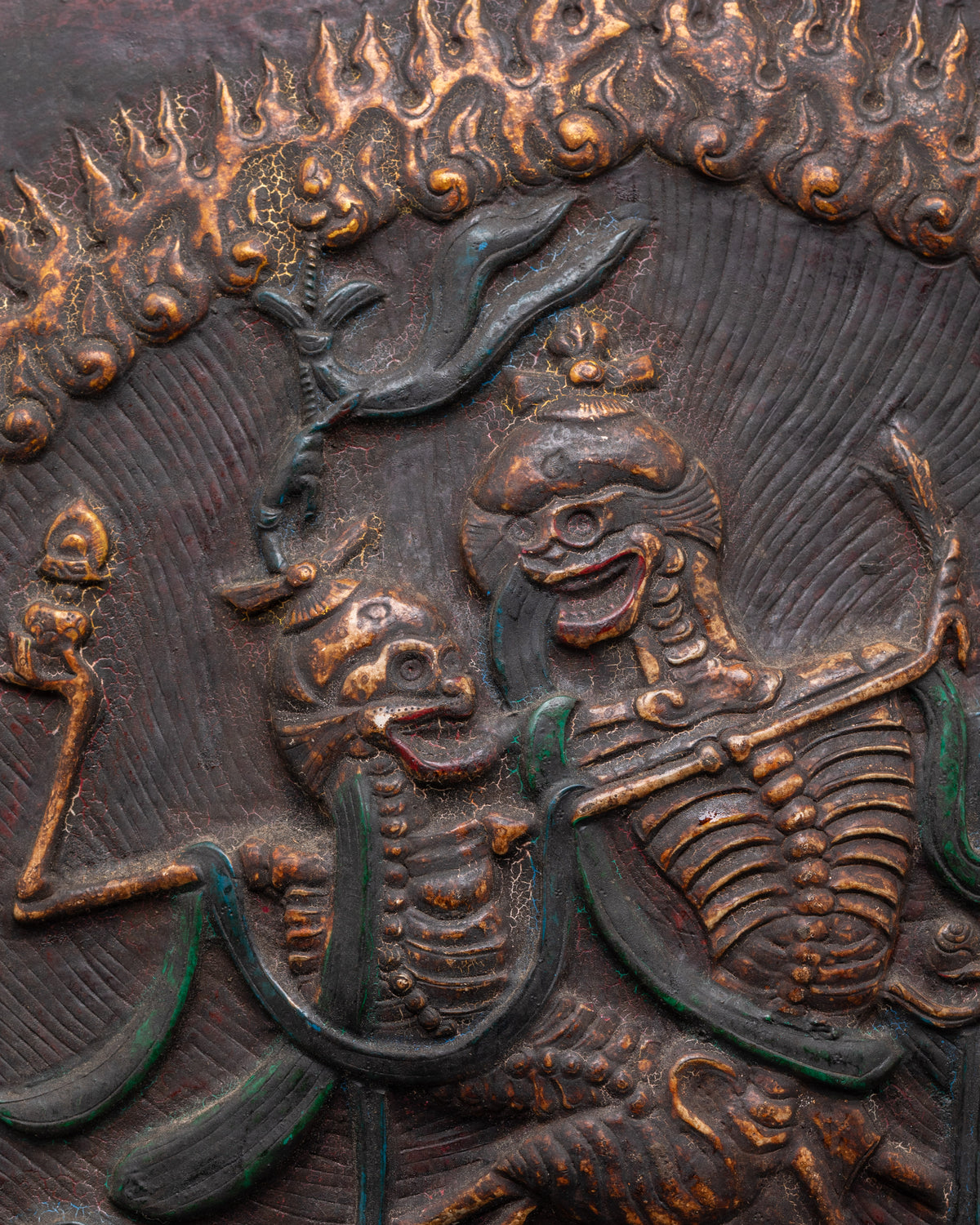 Protector Deity Chitipati Wall Hanging | Spiritual Copper Wall Art for Protection