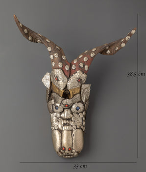 Tibetan Horned Copper Animal Wall Hanging Decor | Handcrafted Spiritual Wall Art