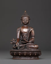 Healing Radiance: Medicine Buddha Spiritual Statue in Oxidized Copper