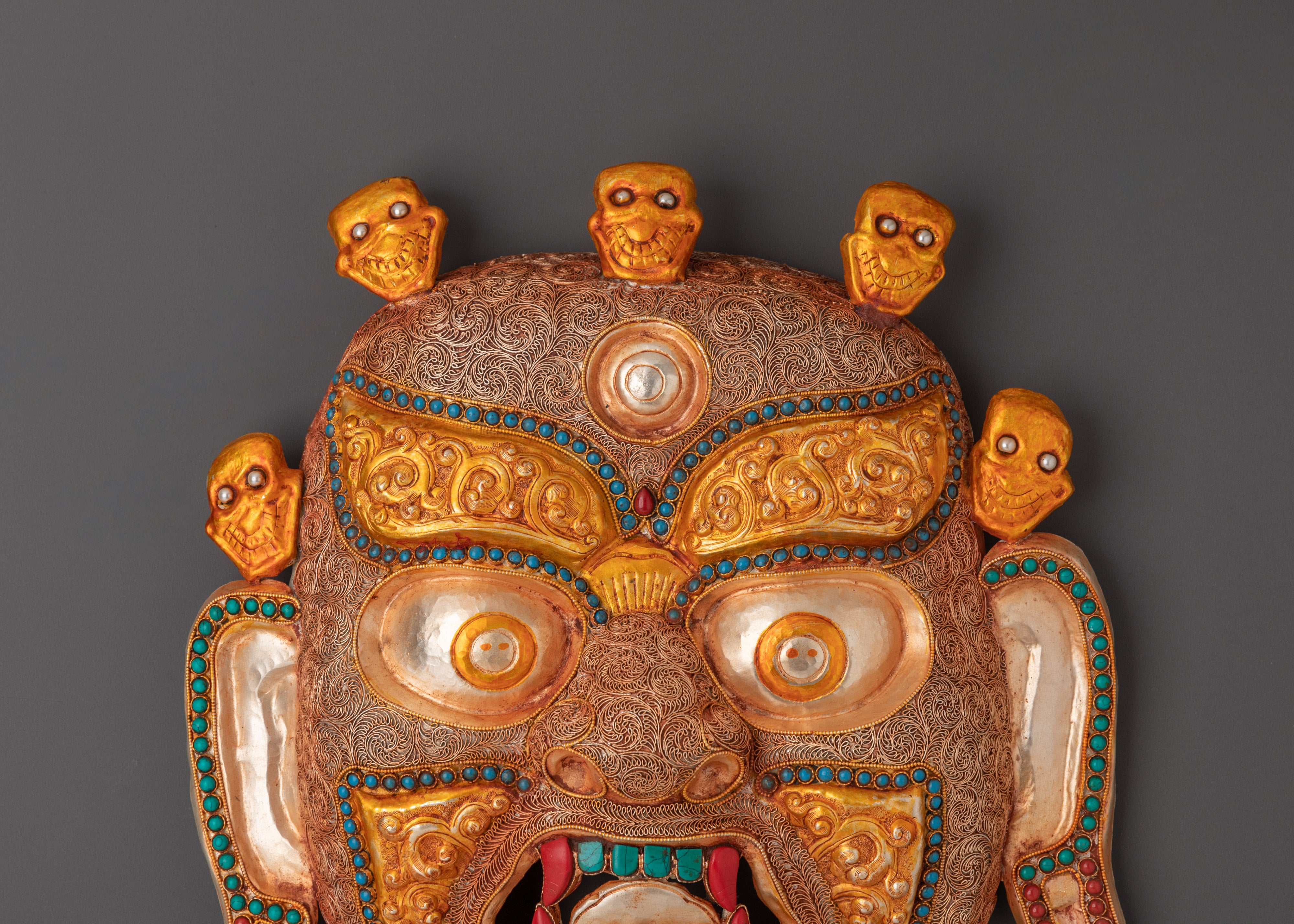 Tibetan Deity Bhairav Mask Wall Hanging | Buddhist Spiritual Home Decor