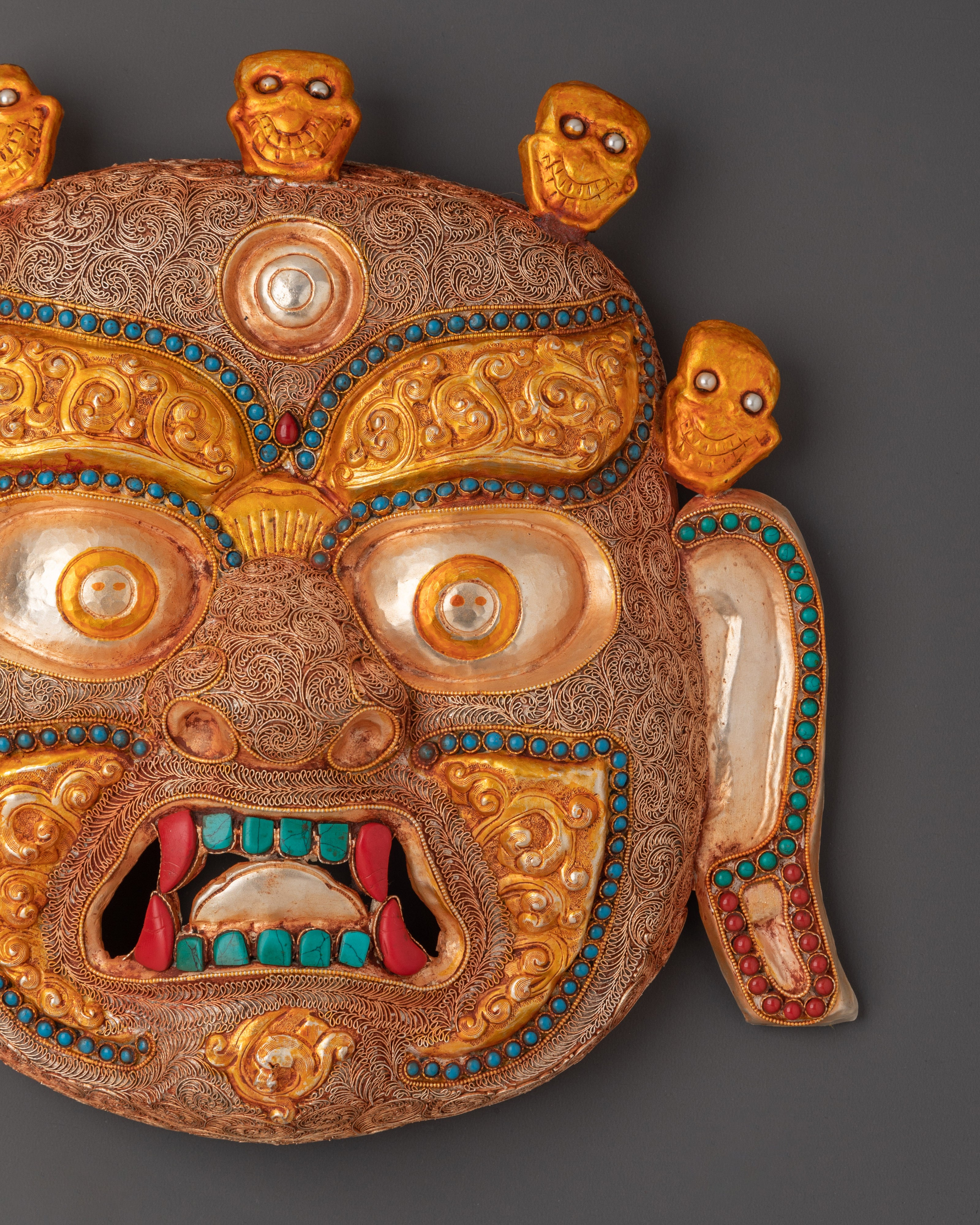 Tibetan Deity Bhairav Mask Wall Hanging | Buddhist Spiritual Home Decor