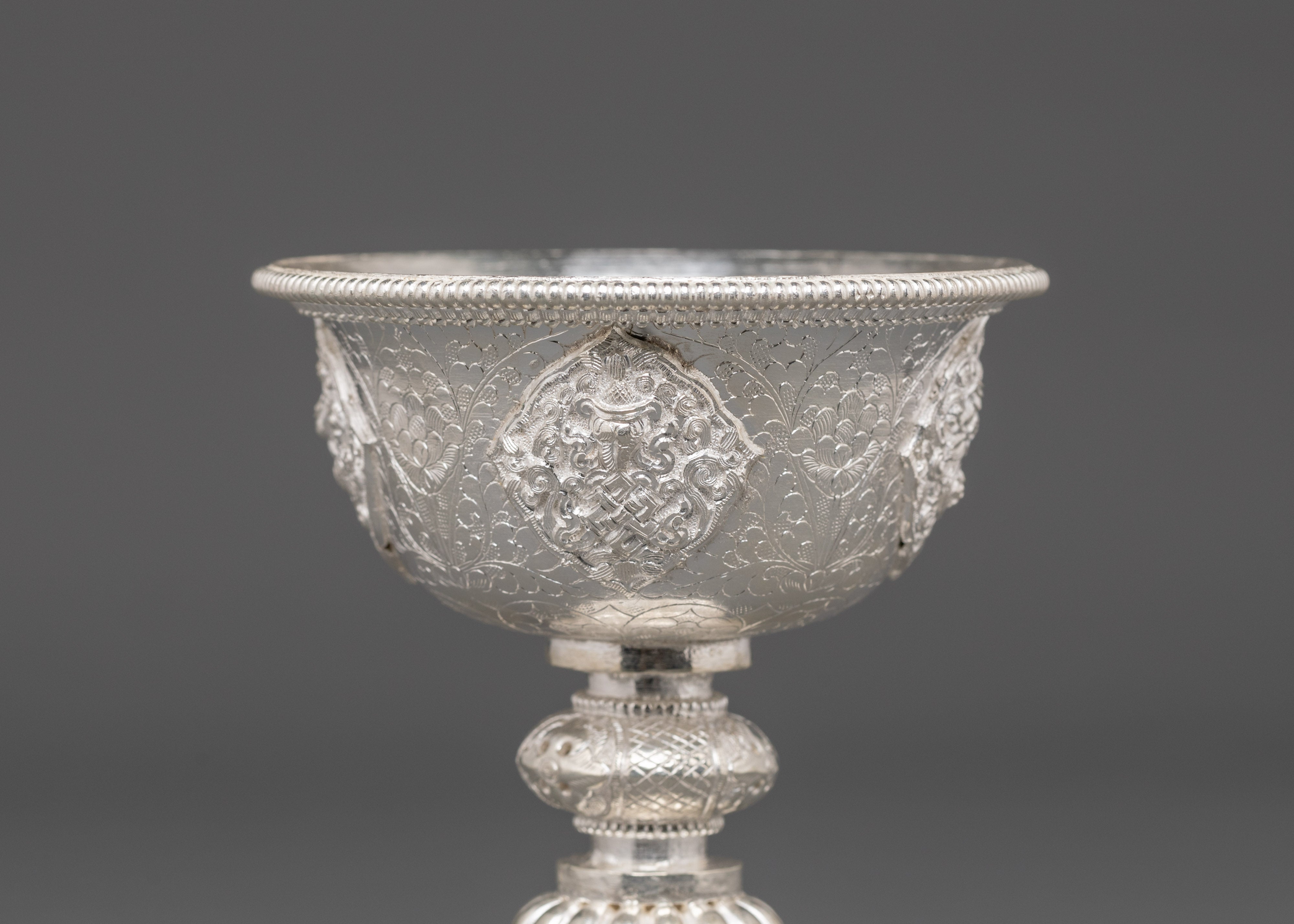 Handcrafted Silver Butter Lamp | Buddhist Light Offering Tool