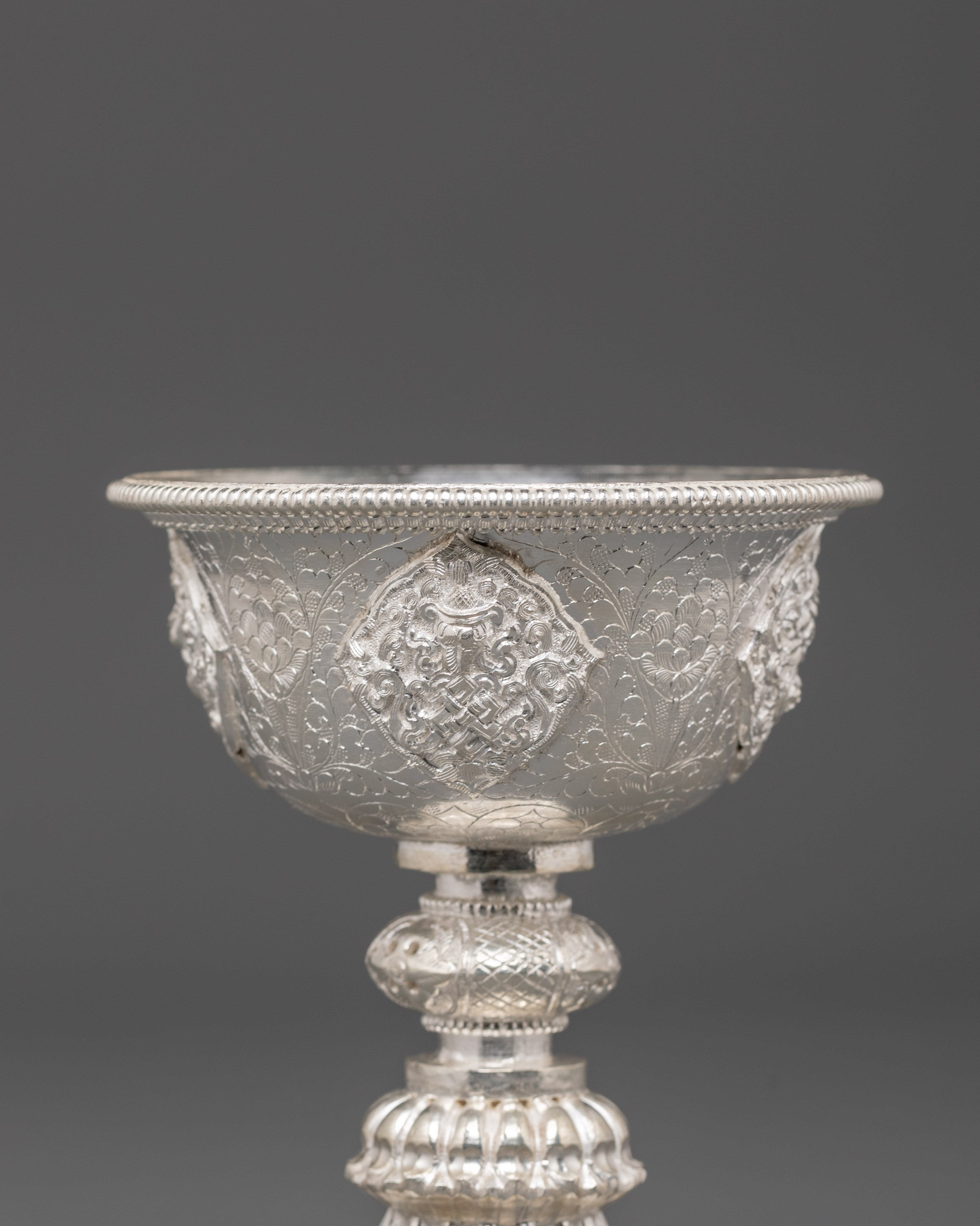 Handcrafted Silver Butter Lamp | Buddhist Light Offering Tool