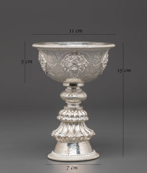 Handcrafted Silver Butter Lamp | Buddhist Light Offering Tool