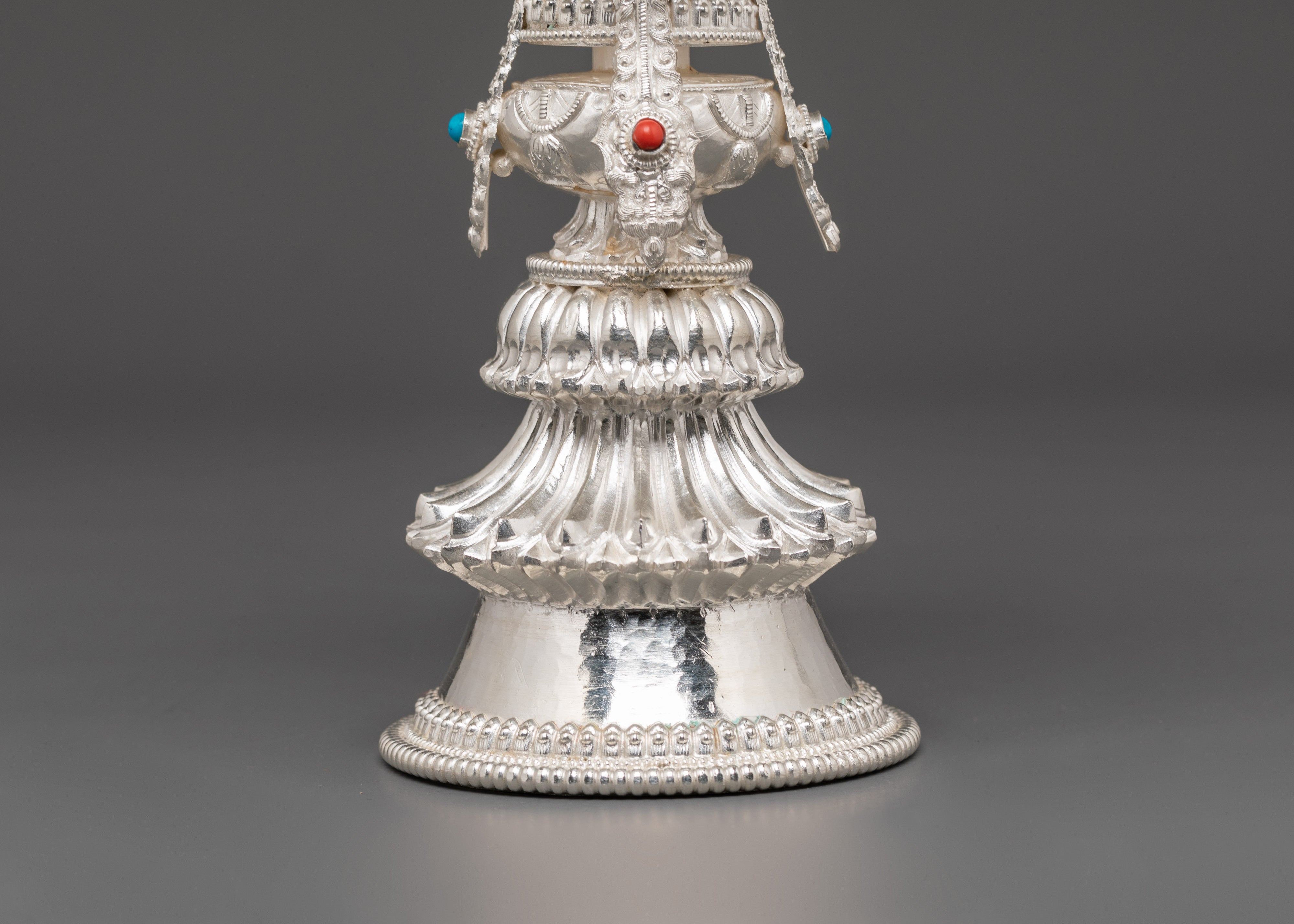 Offering Lamp Set for Puja | Set of Two Silver Lamps