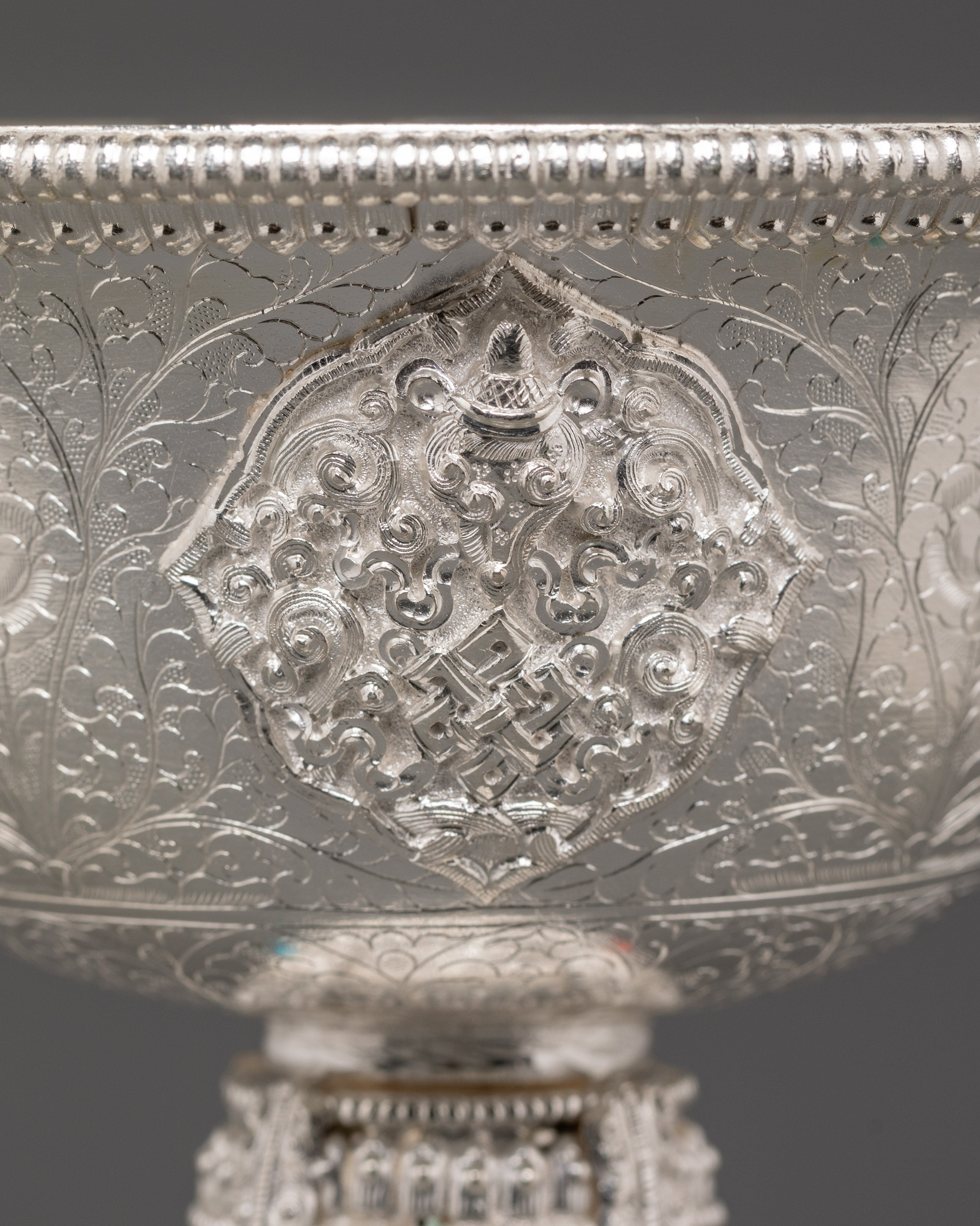 Offering Lamp Set for Puja | Set of Two Silver Lamps