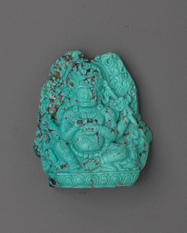 Handcrafted Turquoise Shakya Mahakala | Tibetan Buddhist Protector Statue