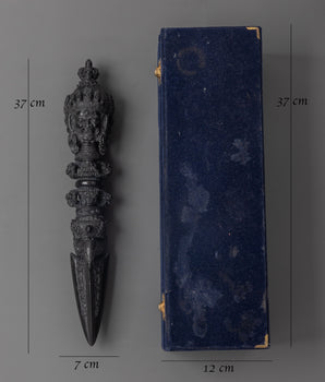 Spiritual Tibetan Ritual Phurba with Box | Handcrafted Saligram Dagger