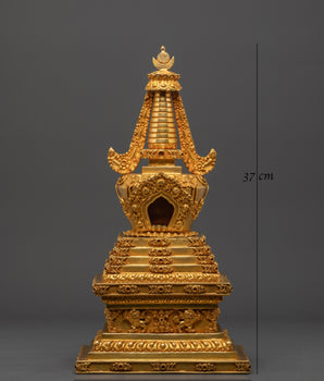 Decorative Traditional Stupa | Handcrafted Copper Buddhist Stupa for Home Decor