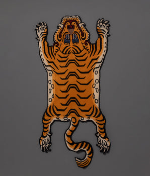 Buddhist tiger motif wool rug