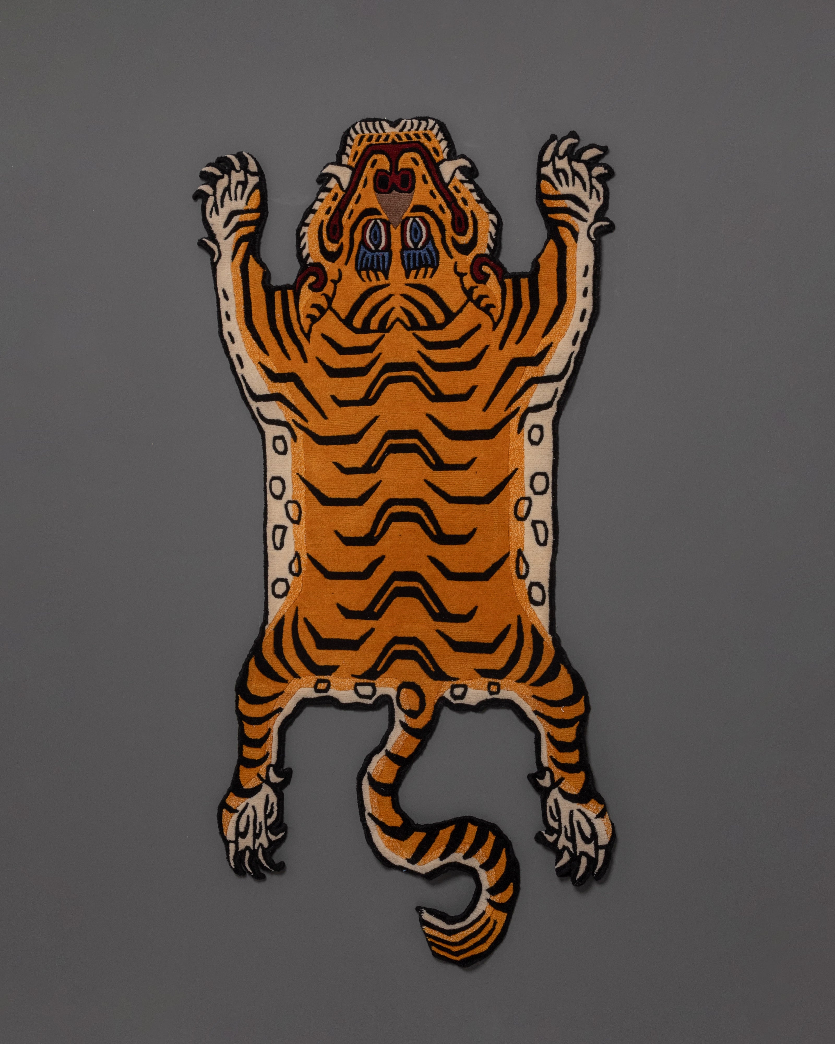 Buddhist tiger motif wool rug