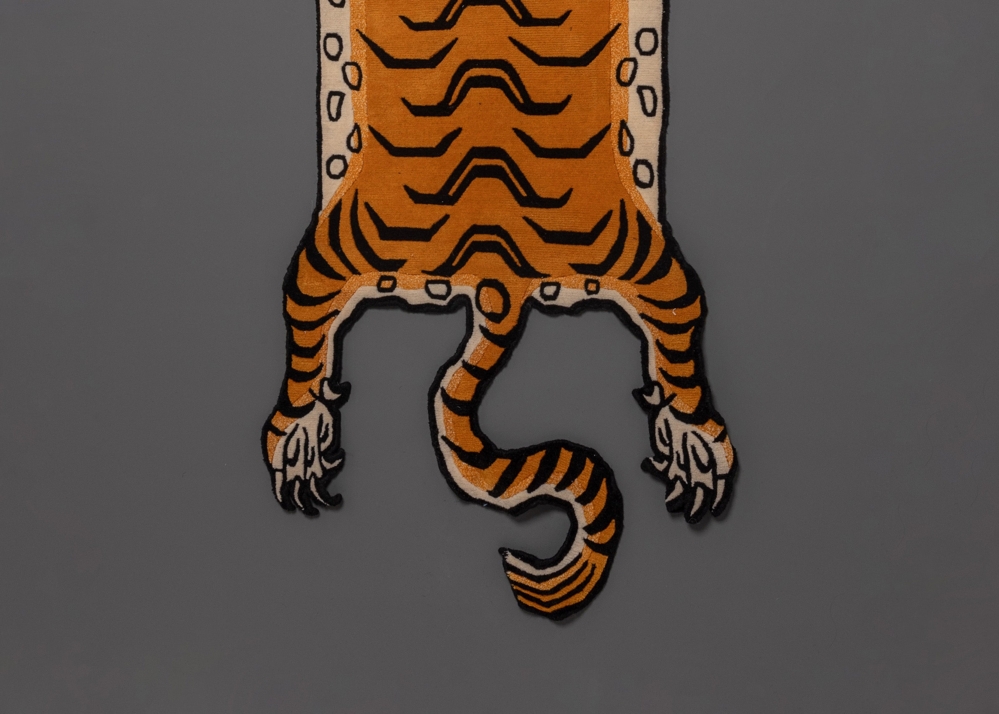 Sacred Buddhist Tiger Motif Wool Rug | Handmade Tibetan Wool Carpet