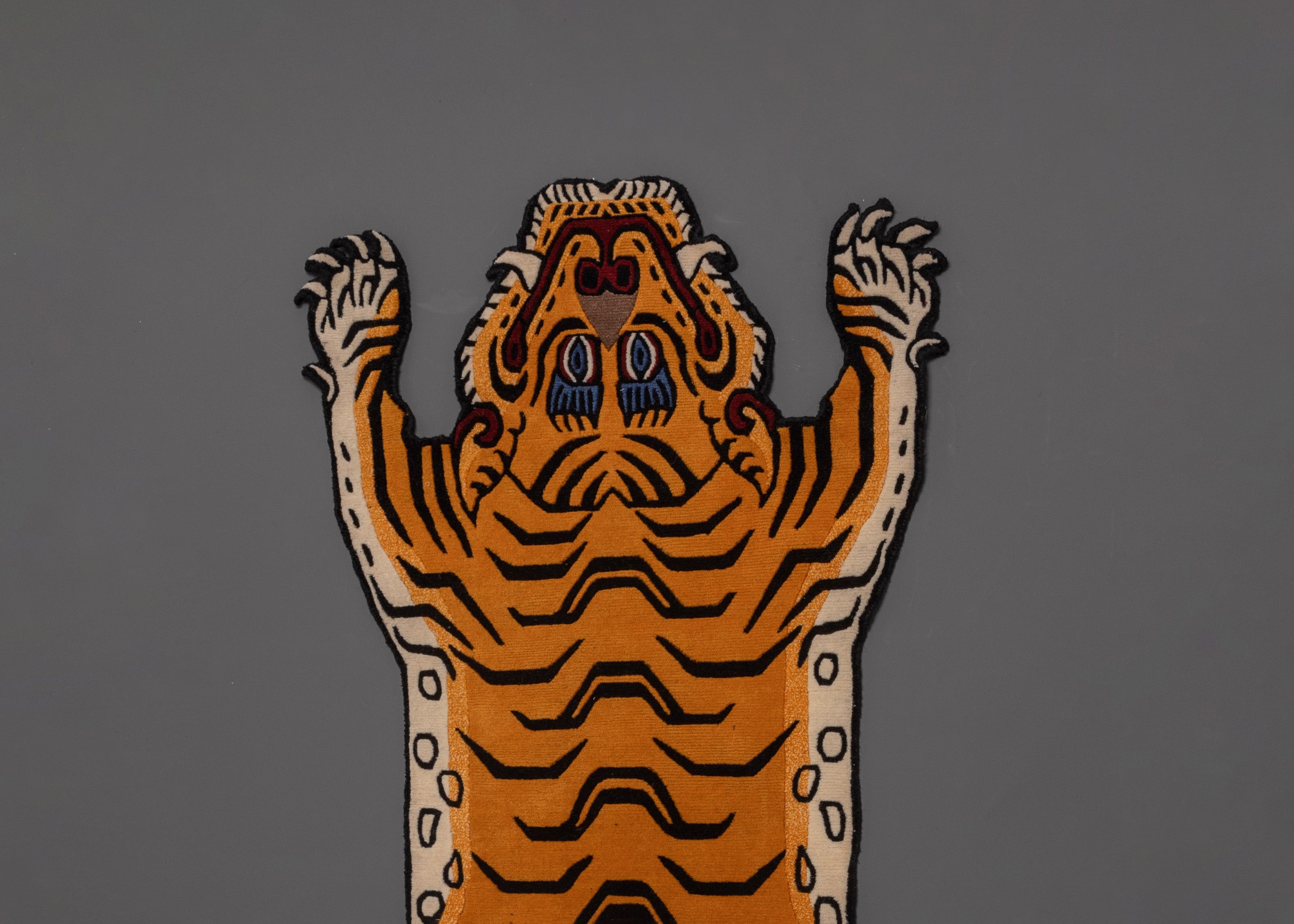 Sacred Buddhist Tiger Motif Wool Rug | Handmade Tibetan Wool Carpet
