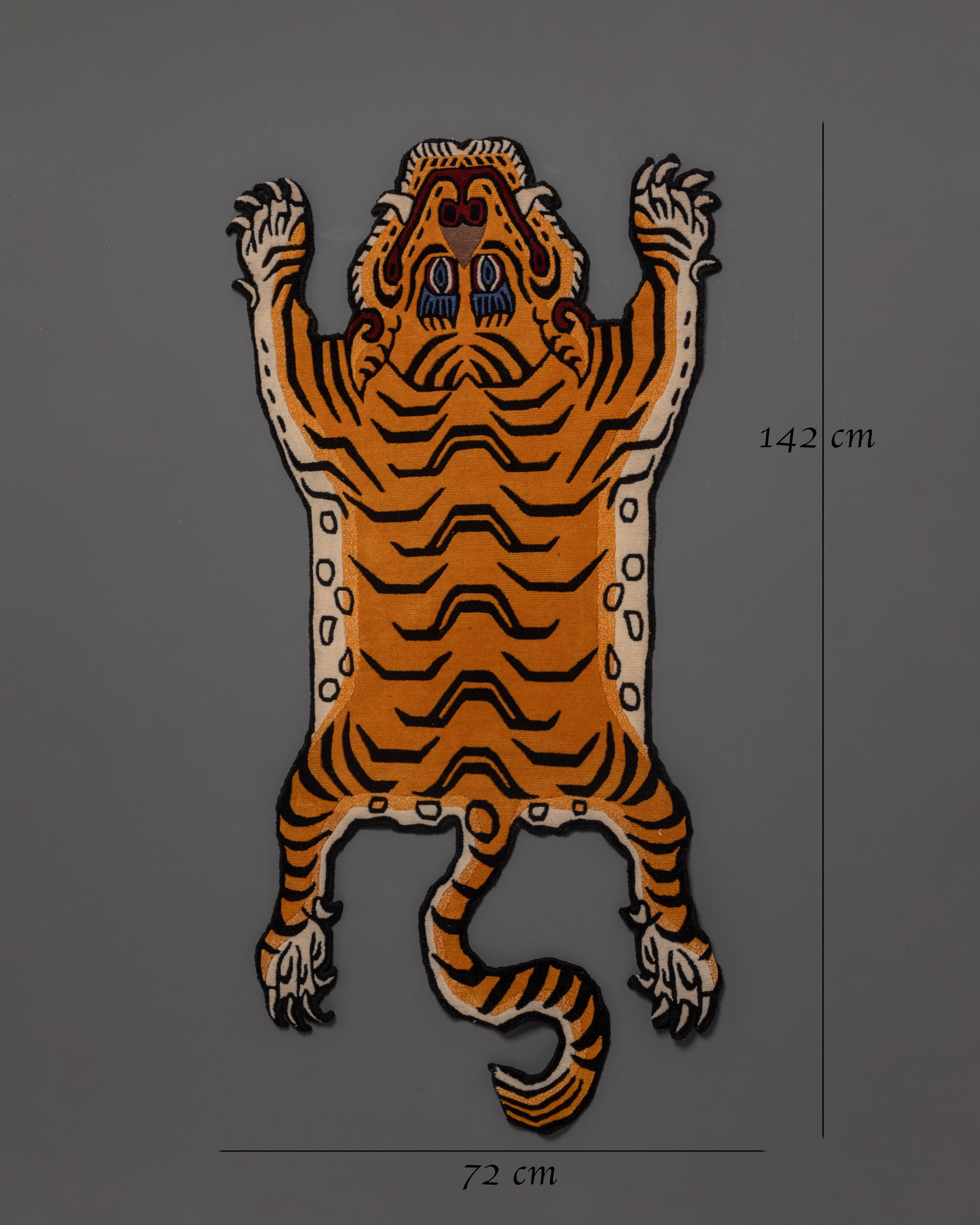 Sacred Buddhist Tiger Motif Wool Rug | Handmade Tibetan Wool Carpet