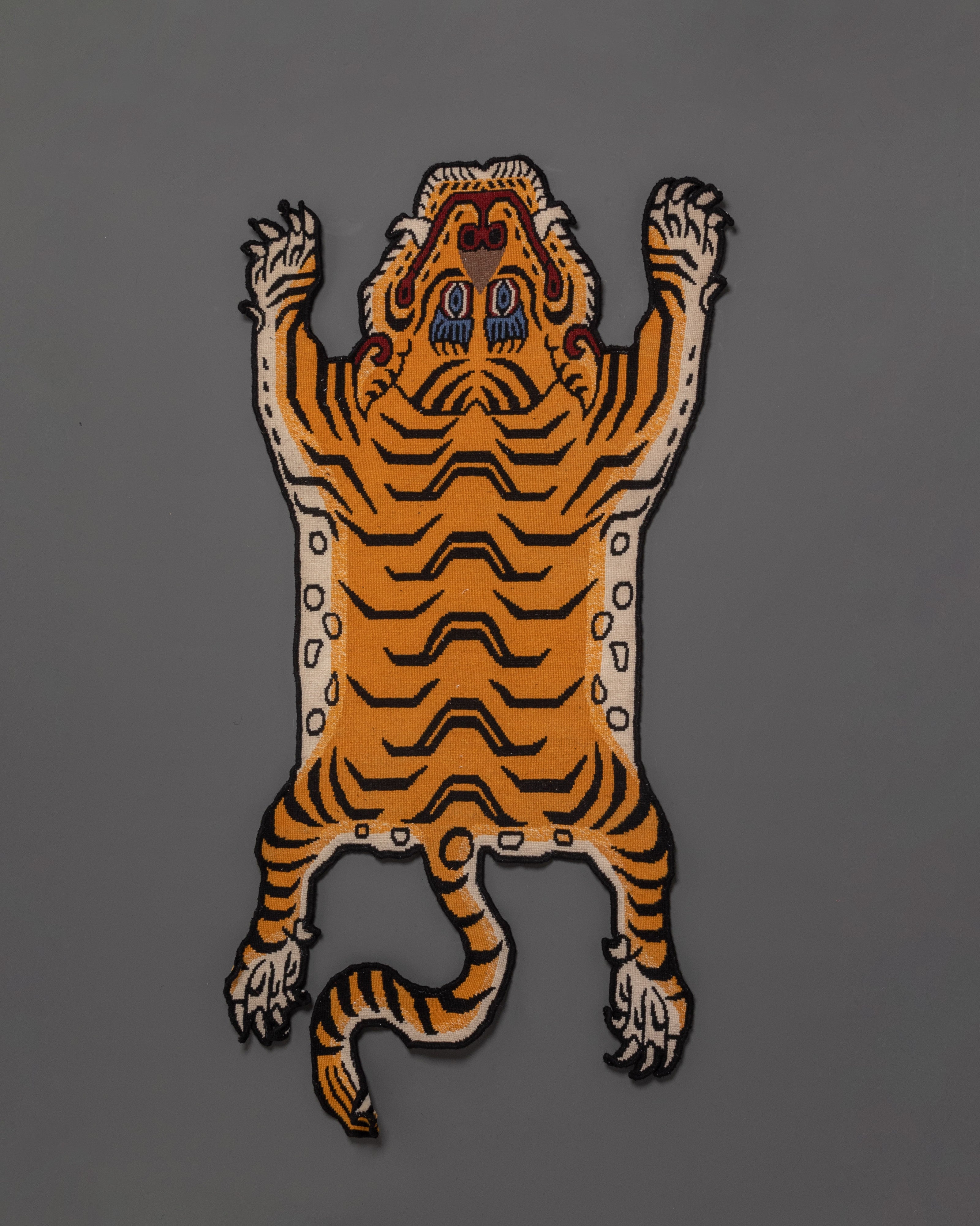 Sacred Buddhist Tiger Motif Wool Rug | Handmade Tibetan Wool Carpet