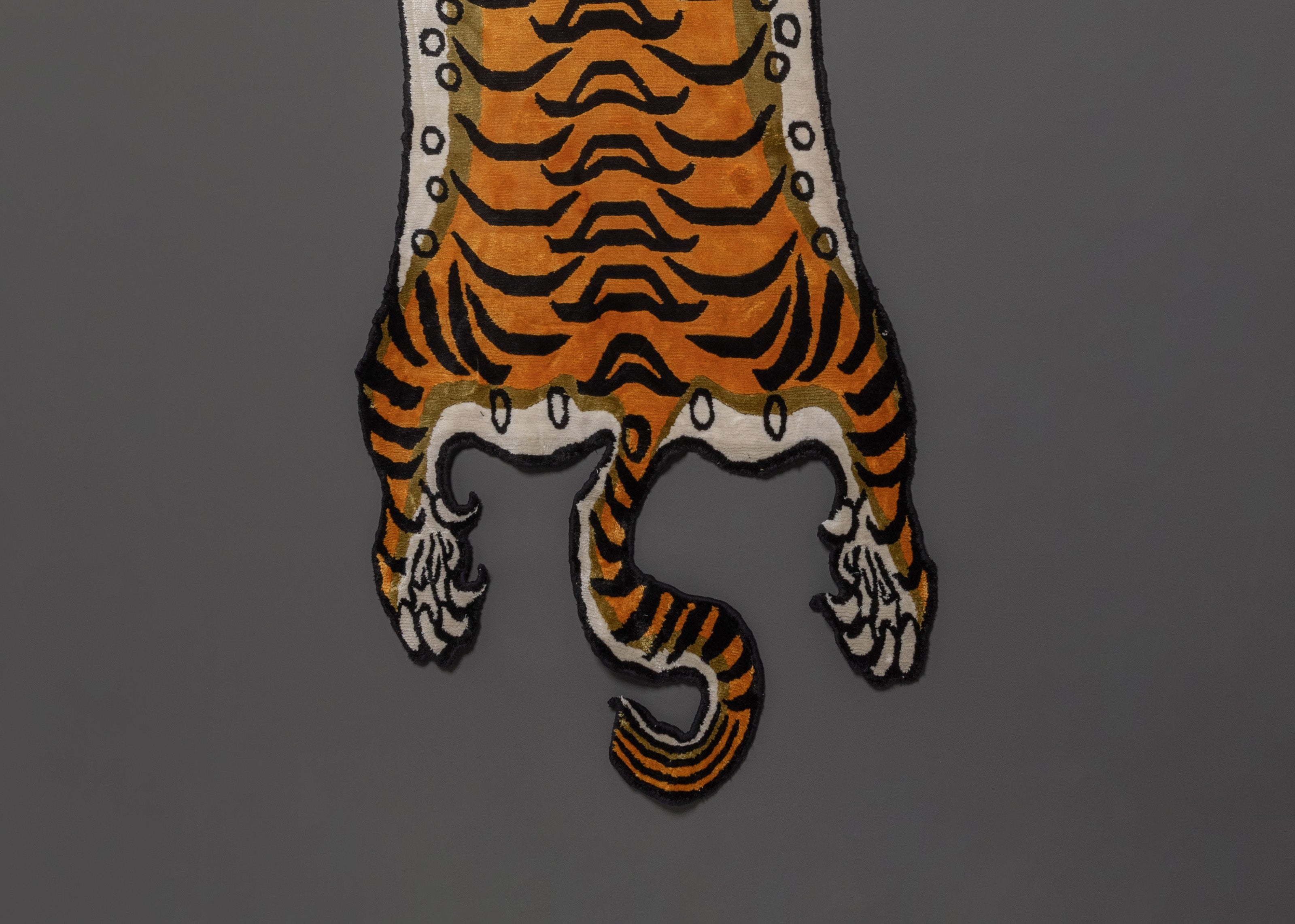 Handwoven Tibetan Tiger Rug | Buddhist Wool Carpet for Meditation