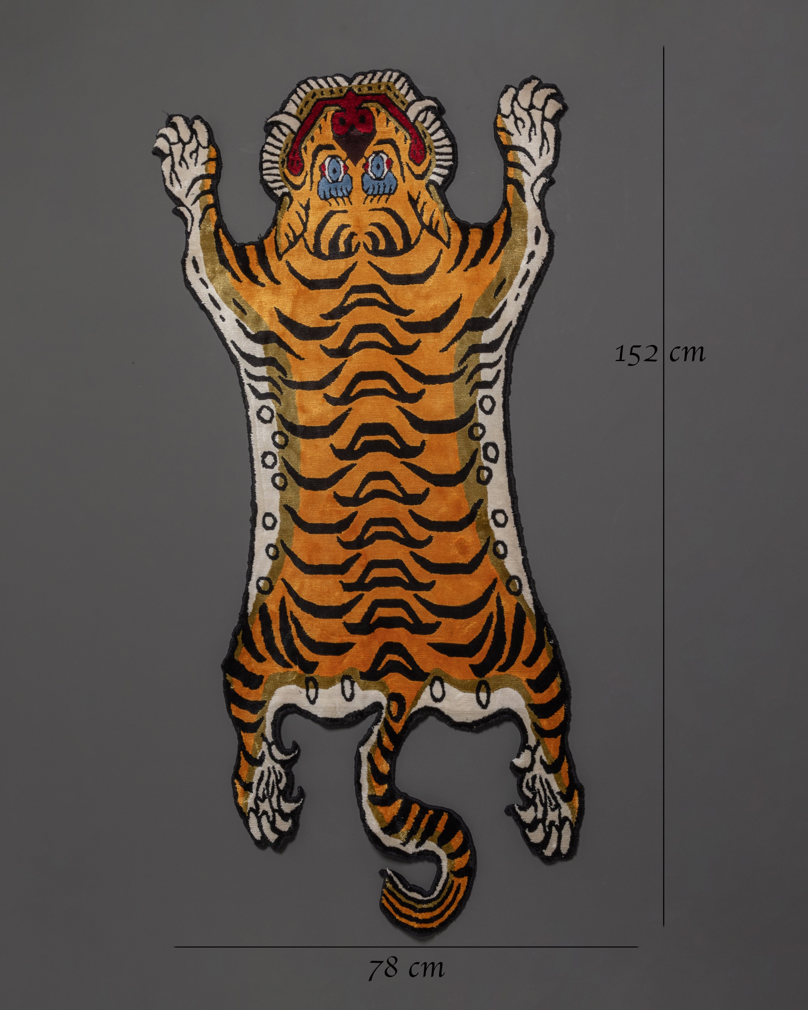 Handwoven Tibetan Tiger Rug | Buddhist Wool Carpet for Meditation