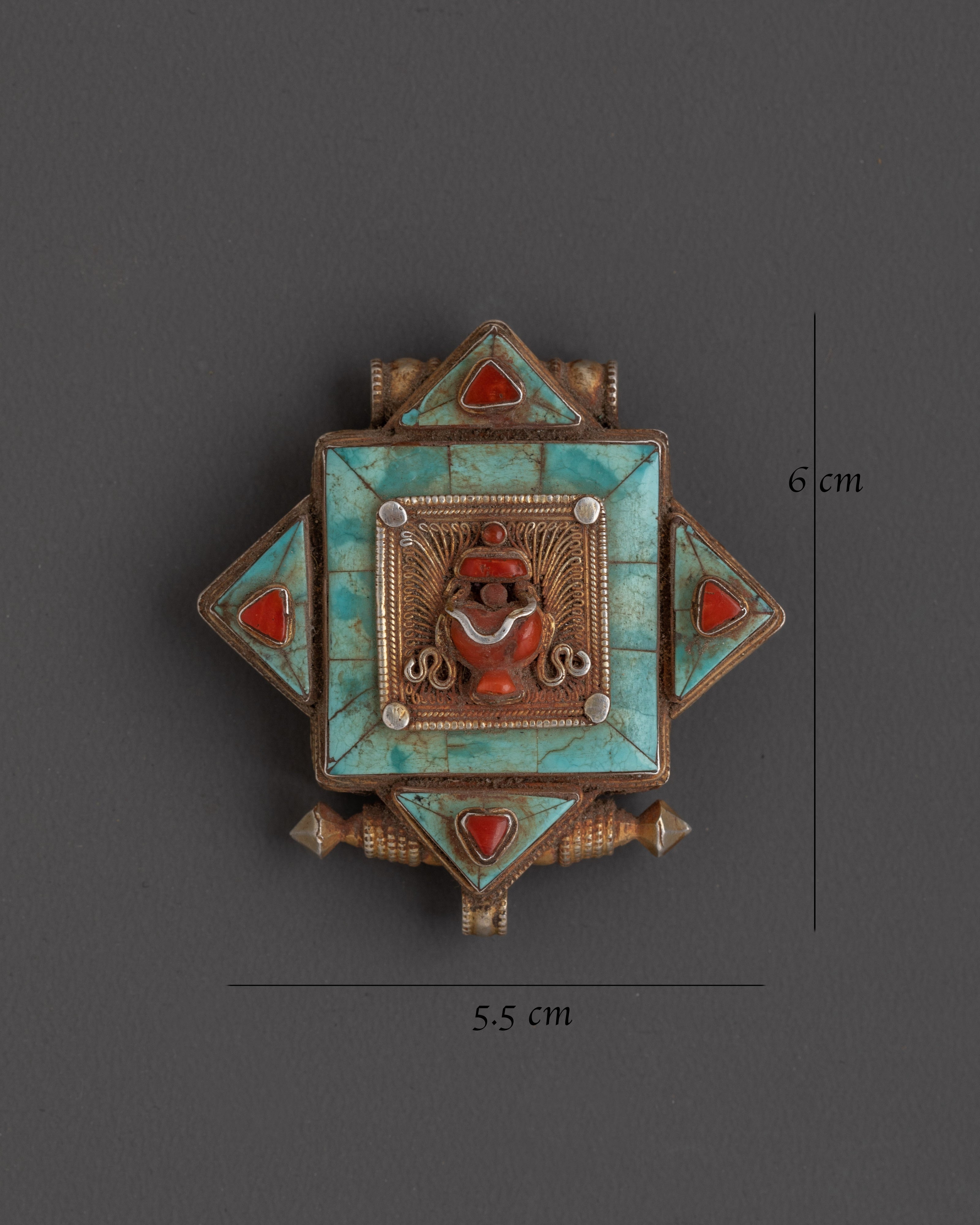 Tibetan Ghau Box Locket pendant | Silver, Gold Plated Artificial Stones