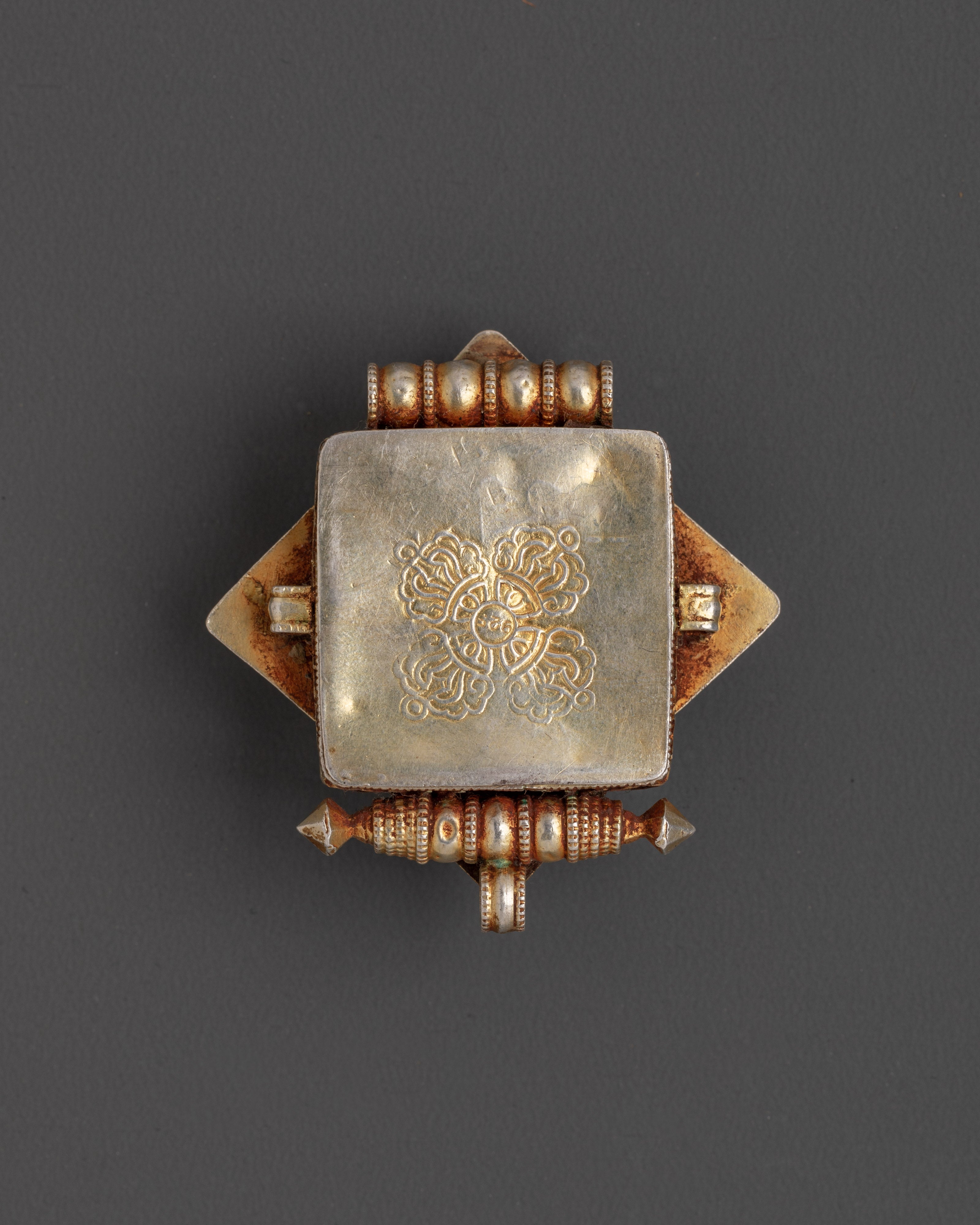 Tibetan Ghau Box Locket pendant | Silver, Gold Plated Artificial Stones