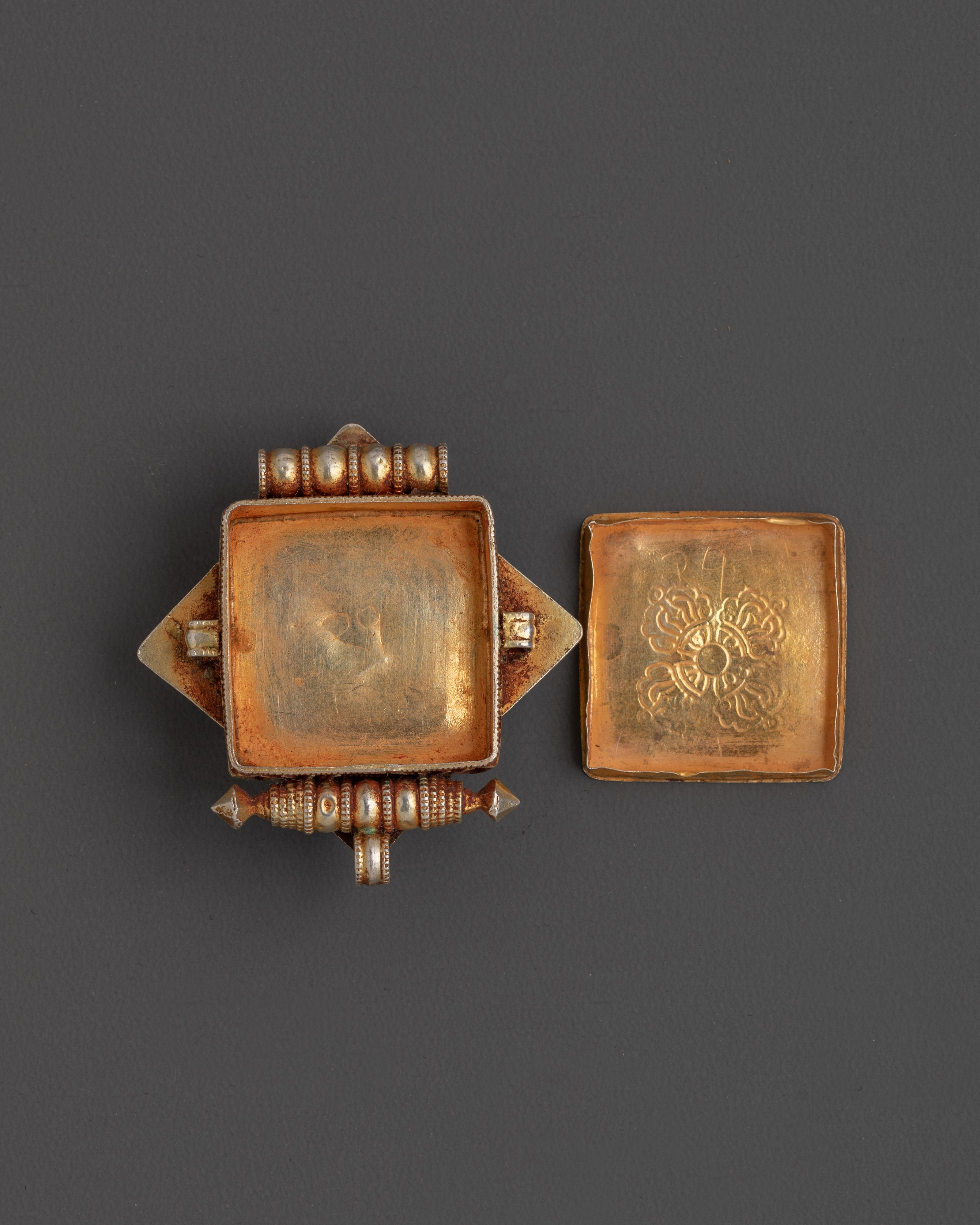 Tibetan Ghau Box Locket pendant | Silver, Gold Plated Artificial Stones
