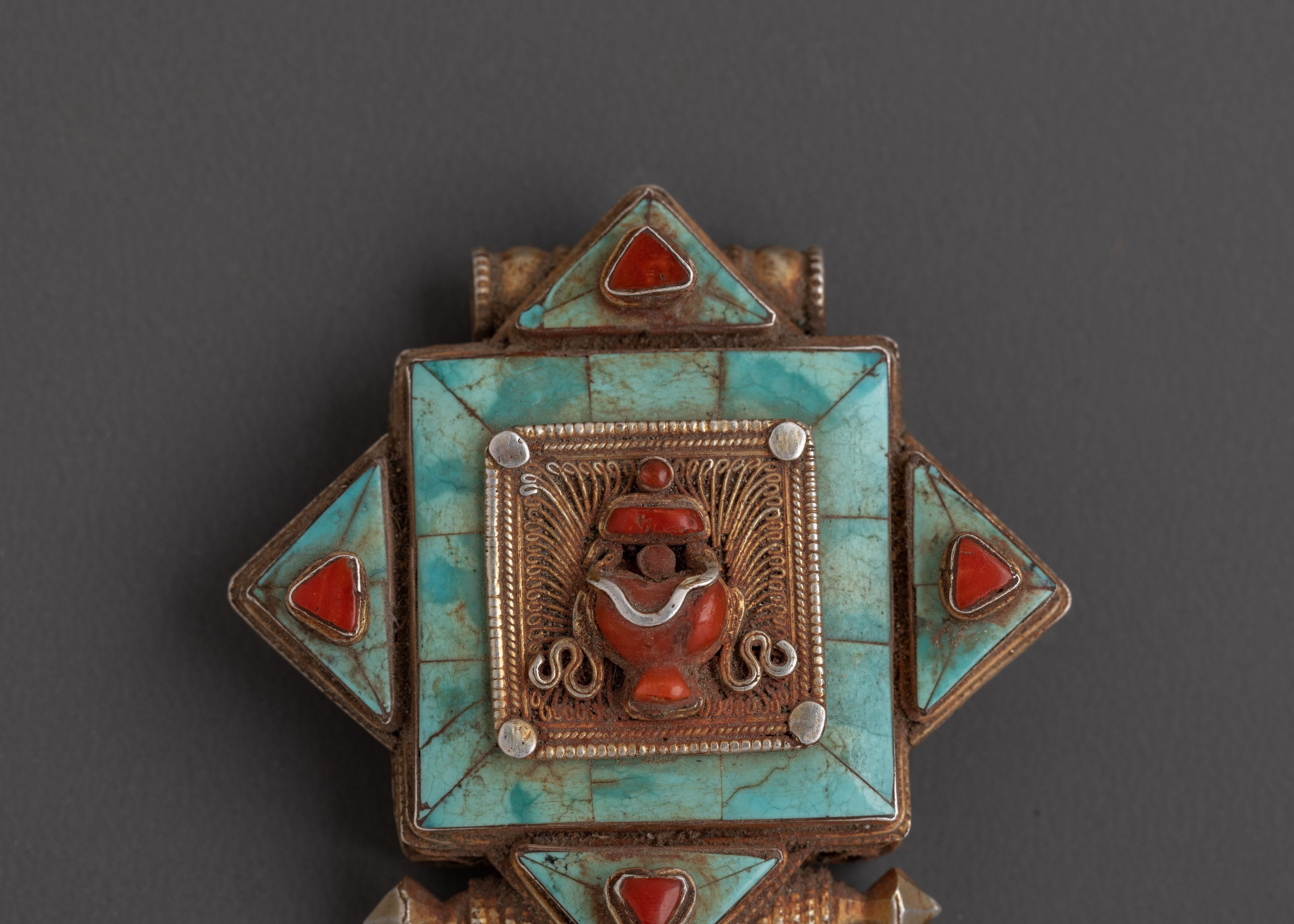 Tibetan Ghau Box Locket pendant | Silver, Gold Plated Artificial Stones