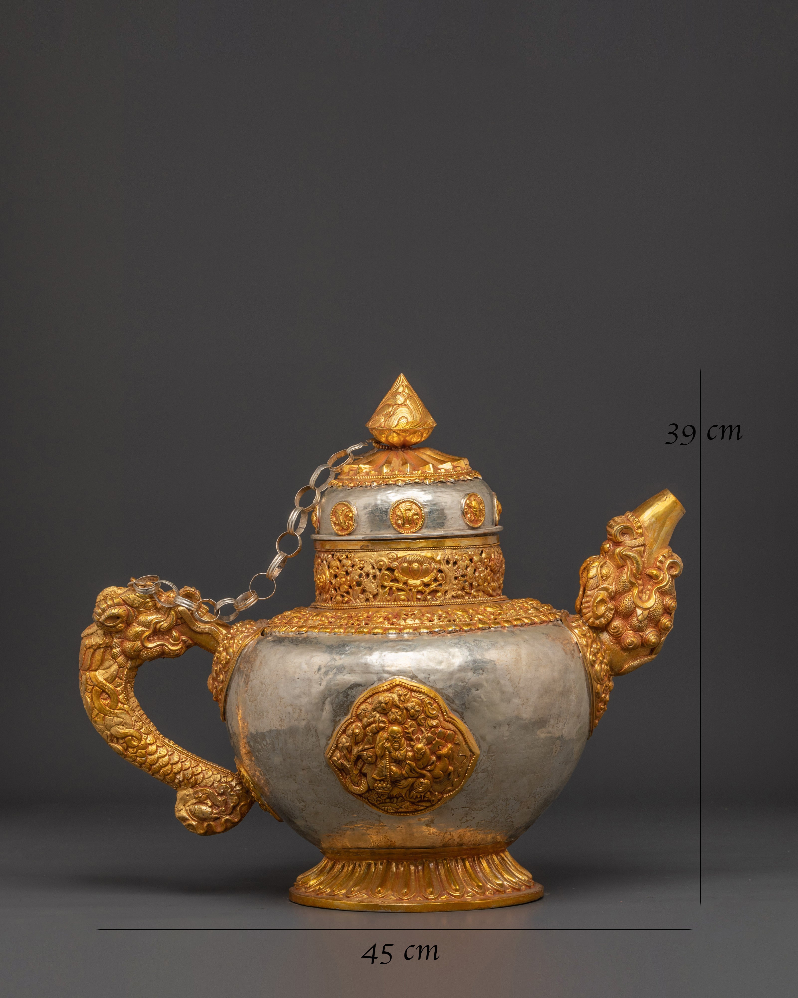 Handcrafted Traditional Teapot | Silver Plated with Gold Plated Copper