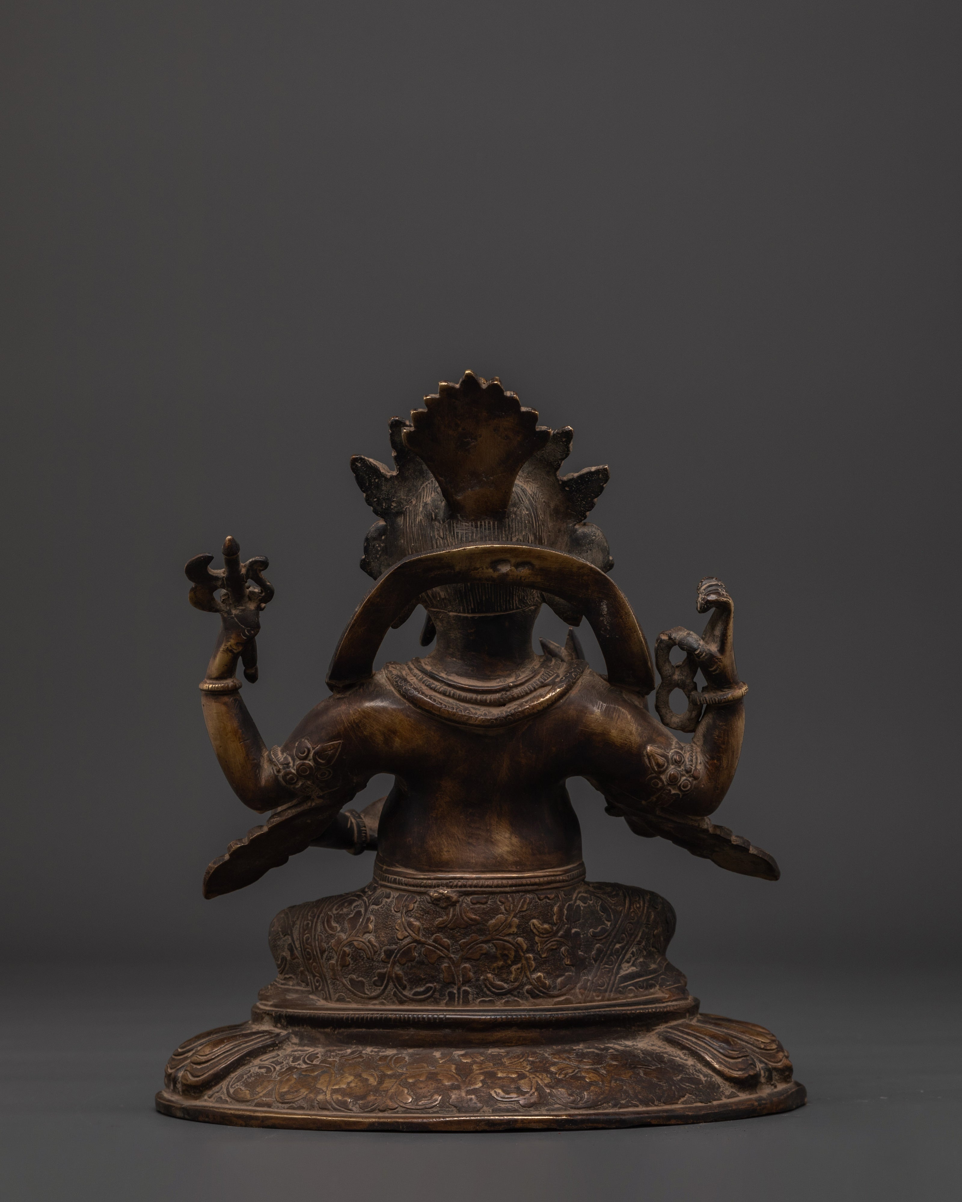 Sacred Ganesh Sculpture | Handcrafted Oxidized Brass Ganesha Statue