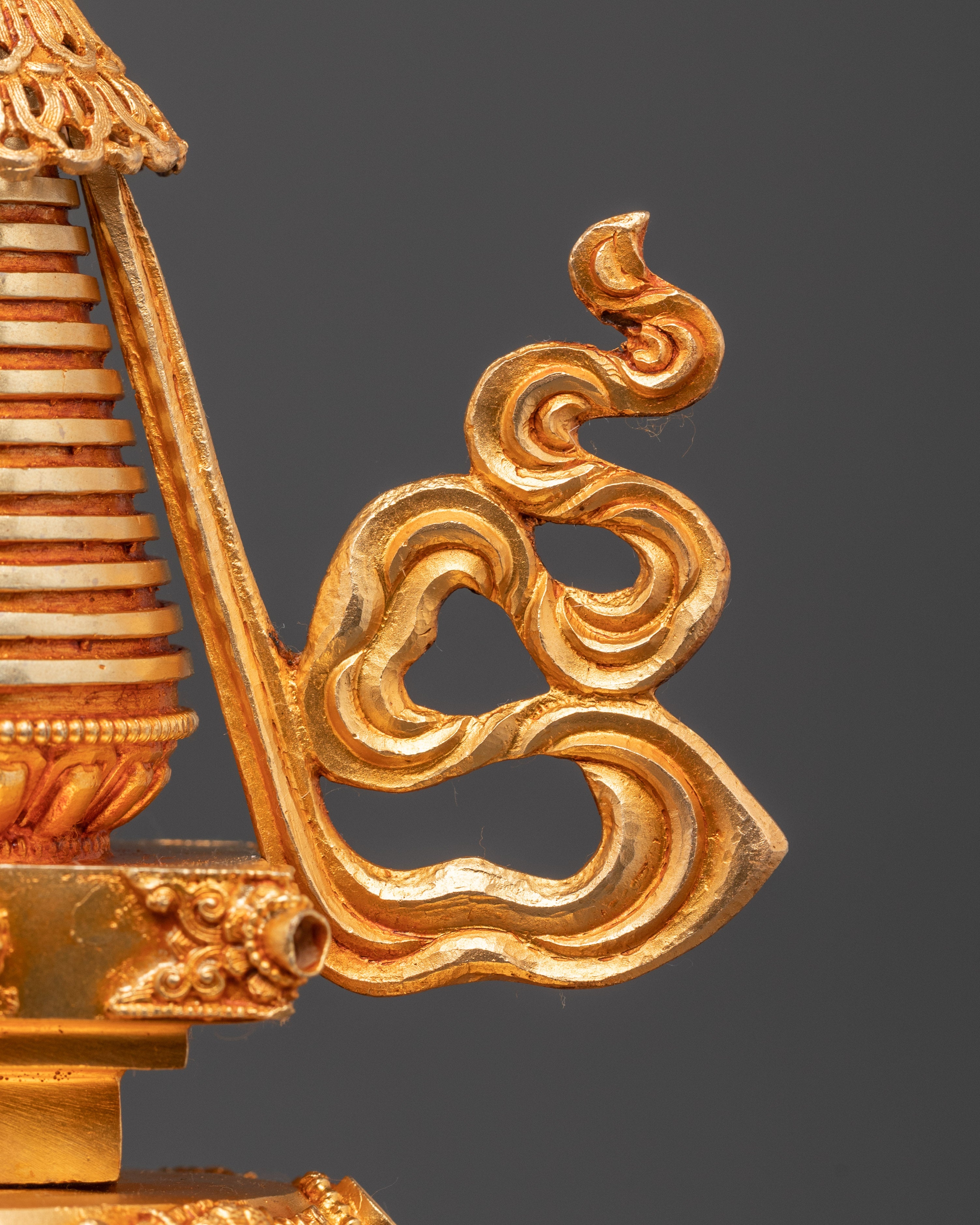 Handcrafted Sacred Traditional Buddhist Stupa | Gold Electroplated Copper Statue