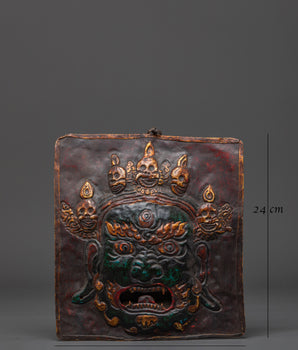 Buddhist Mahakala Wall Hanging Art | Handcrafted Brass Decor with Skull Motifs