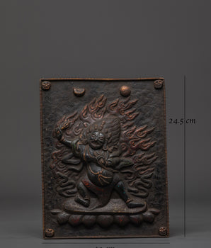 Handcrafted Spiritual Wall Hanging | Brass Vajrapani Fierce Deity Art