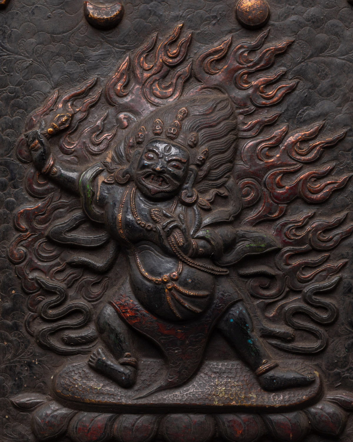 Handcrafted Spiritual Wall Hanging | Brass Vajrapani Fierce Deity Art