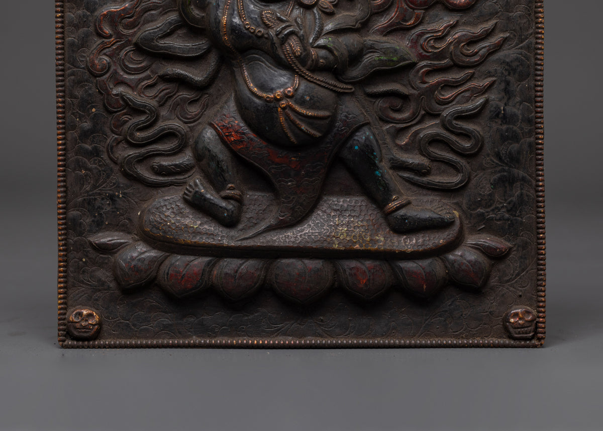 Handcrafted Spiritual Wall Hanging | Brass Vajrapani Fierce Deity Art