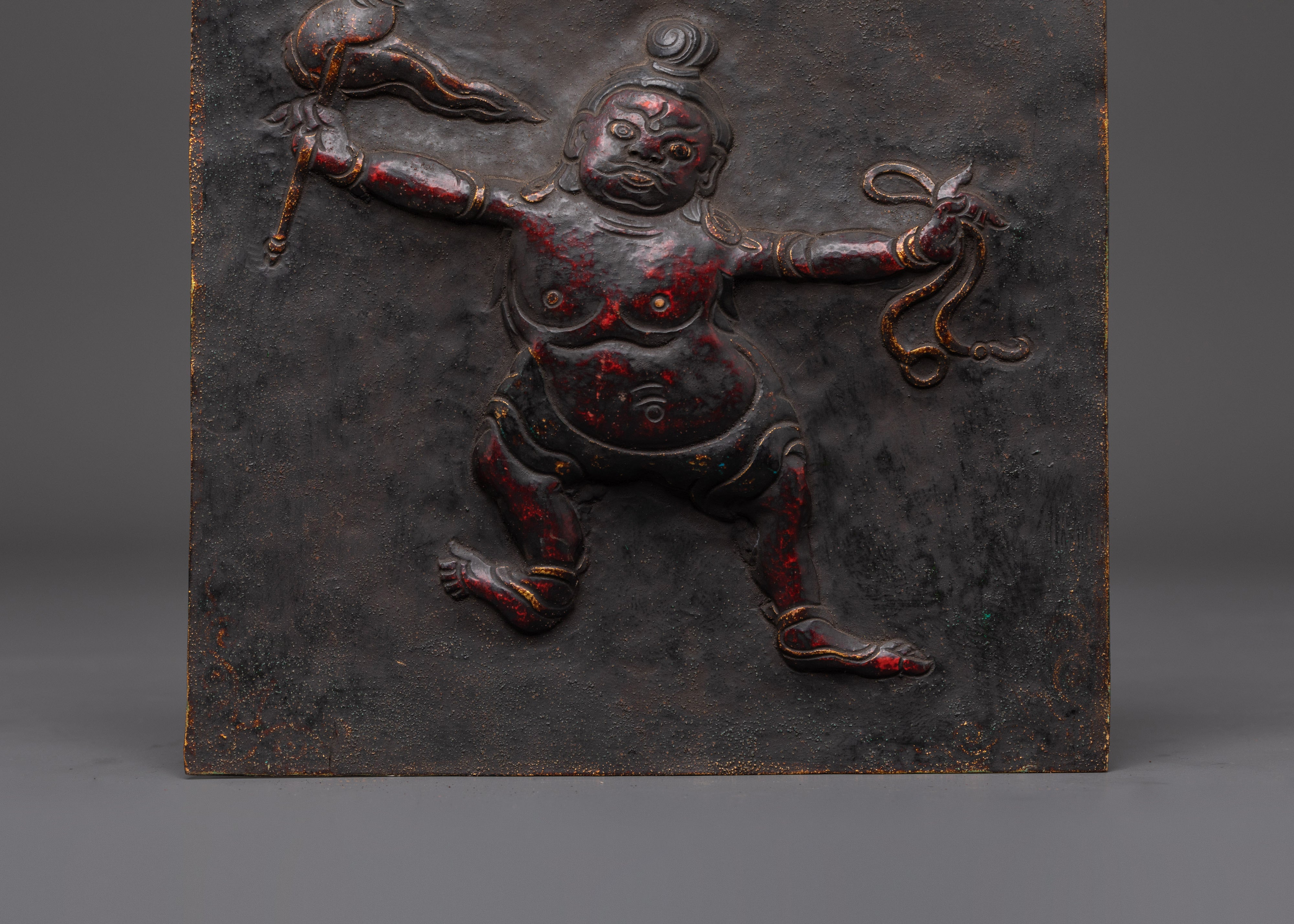 Sacred Guardian Sculpture Wall Hanging | Brass Plaque for Spiritual Spaces