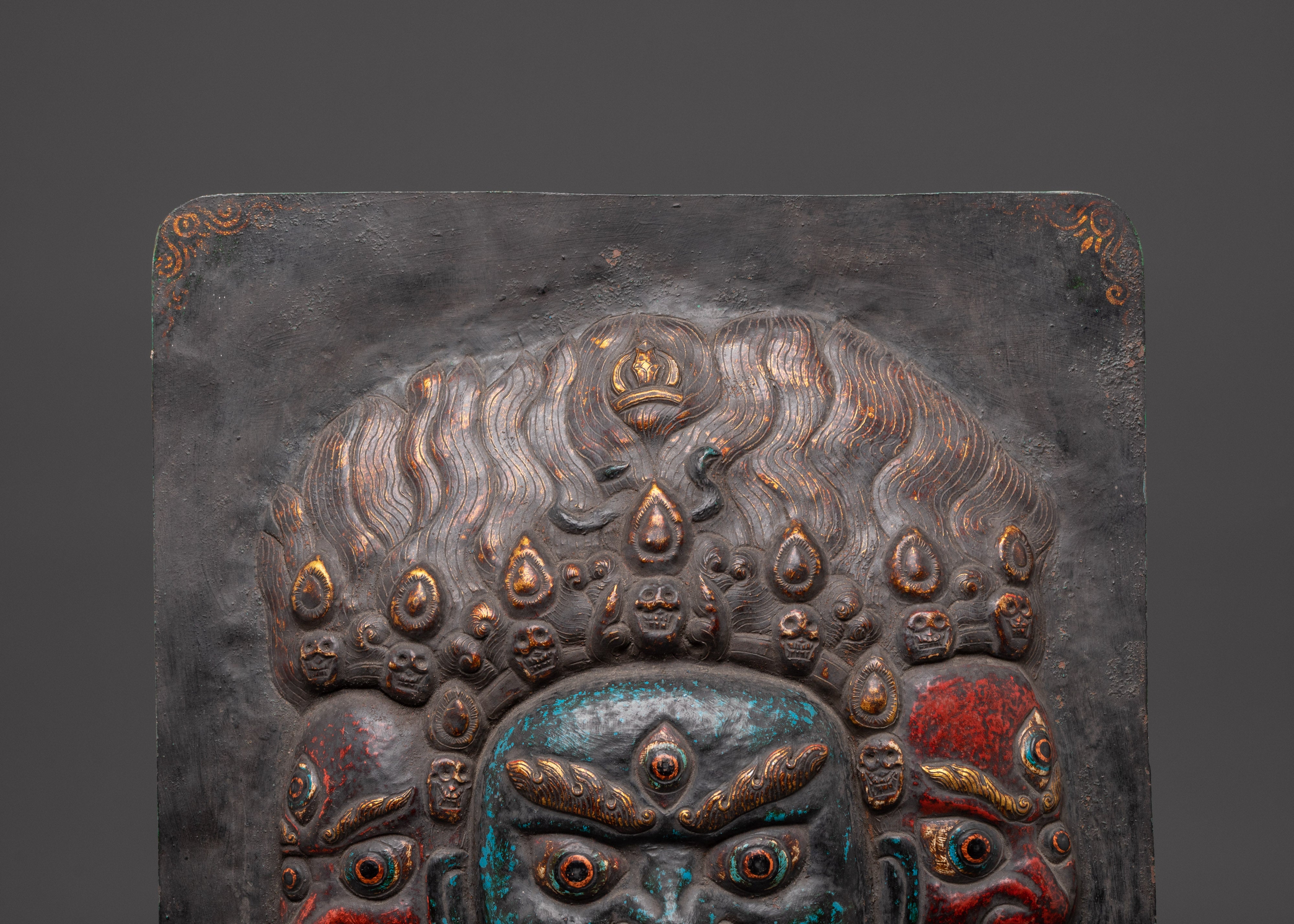 Handcrafted Mahakala Wall Hanging | Sacred Wall Art for Protection, Spiritual Energy