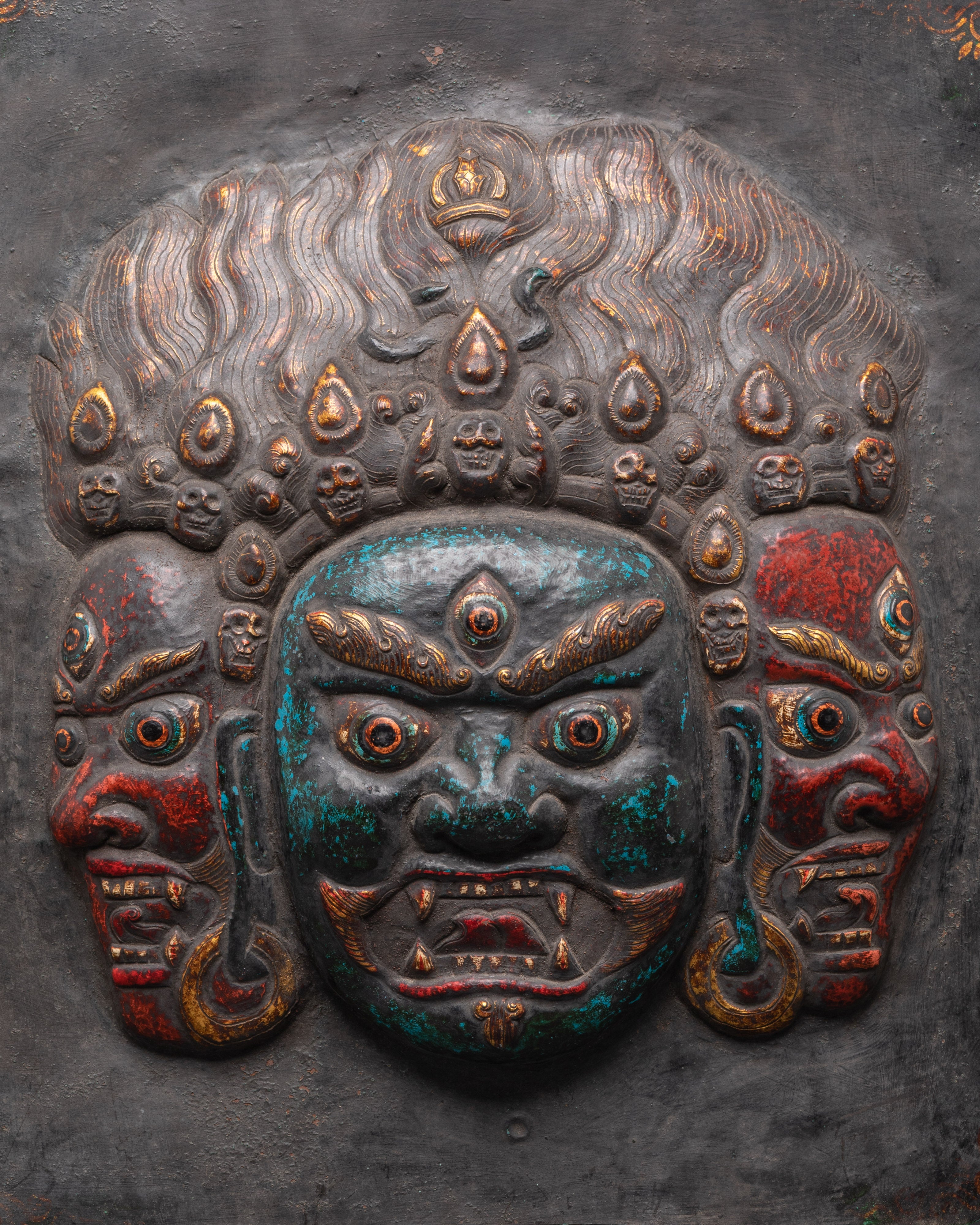Handcrafted Mahakala Wall Hanging | Sacred Wall Art for Protection, Spiritual Energy