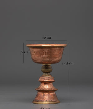 Spiritual Tibetan Ritual Butter Lamp | Handcrafted Brass and Copper Offering Bowl