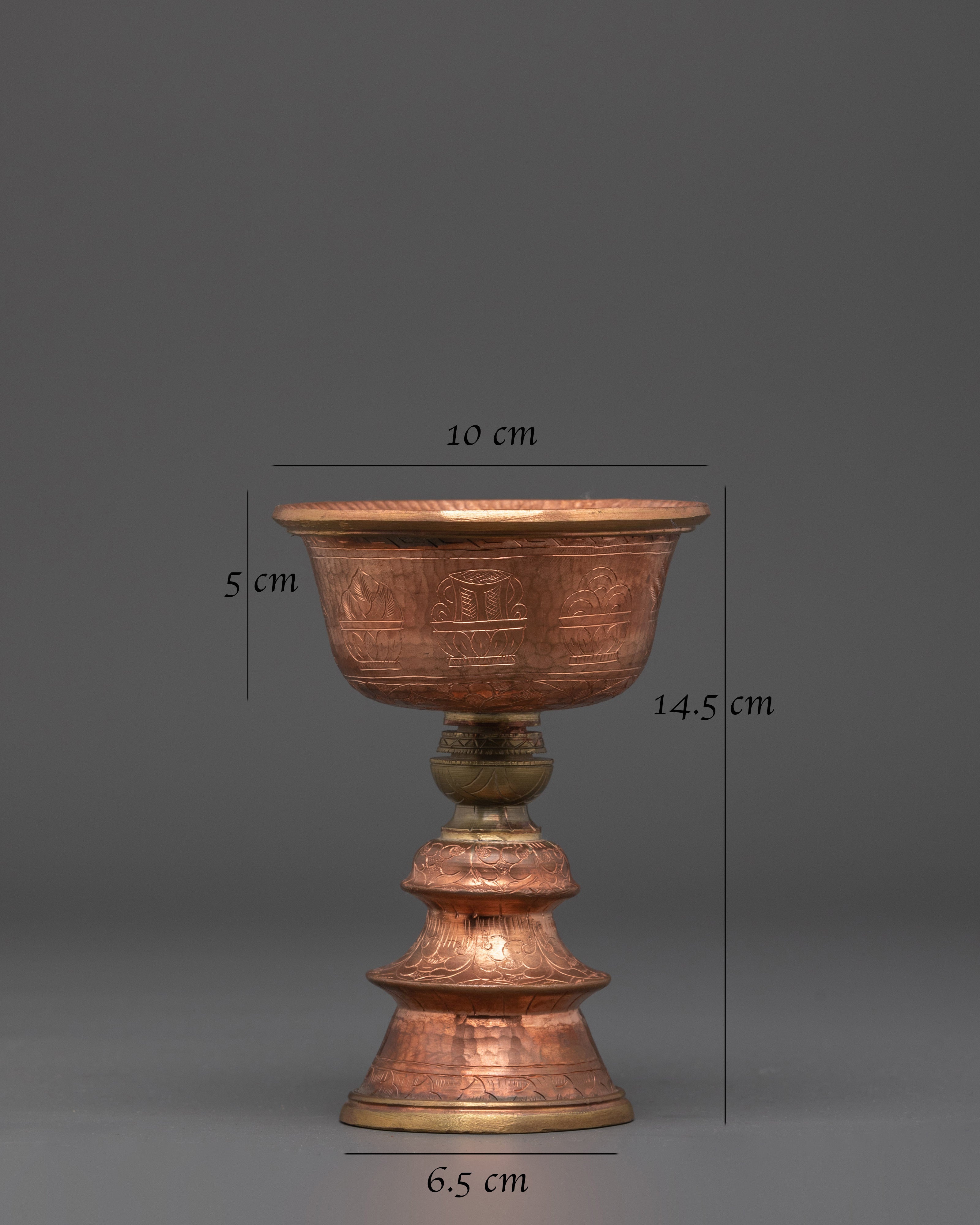 Spiritual Tibetan Ritual Butter Lamp | Handcrafted Brass and Copper Offering Bowl