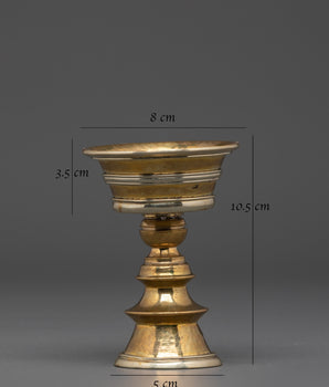 Tibetan Butter Lamp for Ritual Offerings | Handcrafted Copper and Brass Altar Lamp