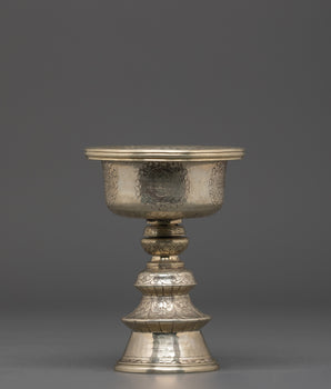 White Metal Butter Lamp | Peaceful Illumination