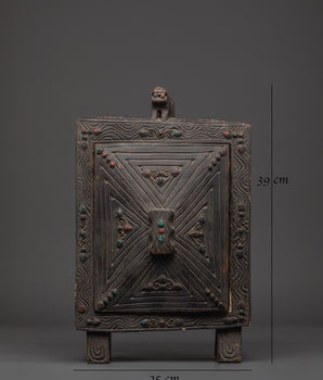 Sacred Shakyamuni Buddha in Wooden Box | Handcrafted Tibetan Buddhist Shrine