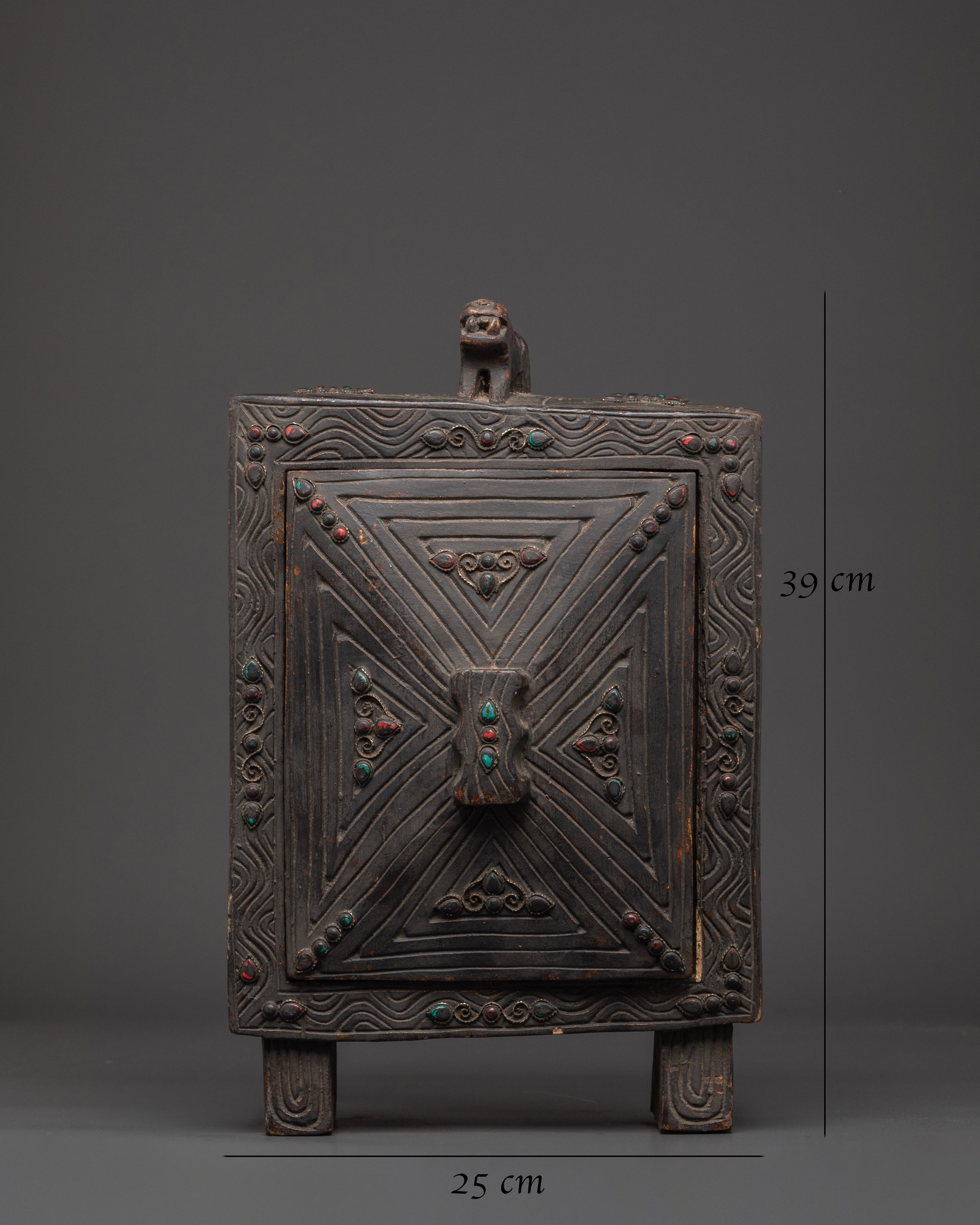 Sacred Shakyamuni Buddha in Wooden Box | Handcrafted Tibetan Buddhist Shrine