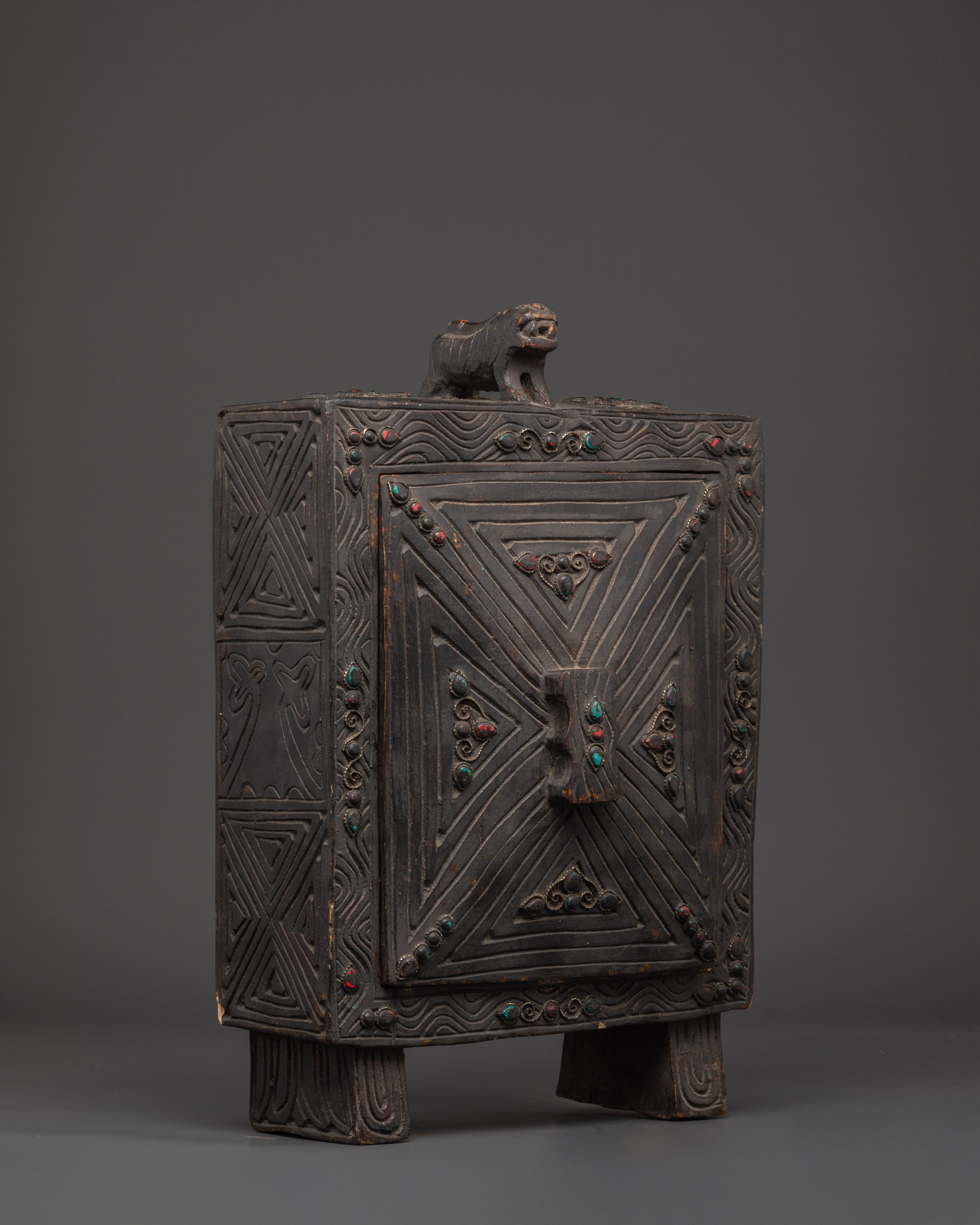 Sacred Shakyamuni Buddha in Wooden Box | Handcrafted Tibetan Buddhist Shrine