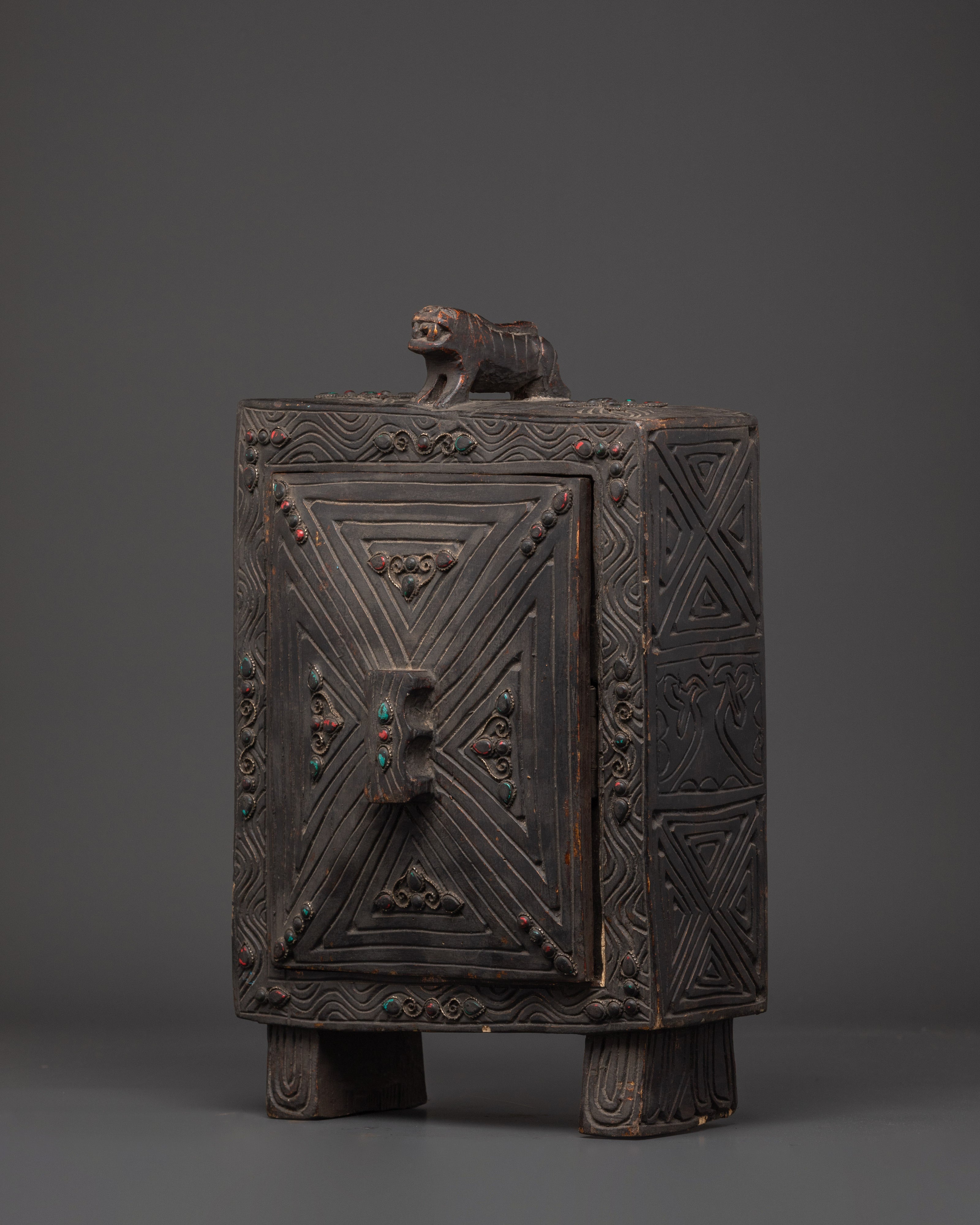 Sacred Shakyamuni Buddha in Wooden Box | Handcrafted Tibetan Buddhist Shrine
