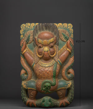 Sacred Garuda Wall Hanging | Handcarved Wooden Tibetan Protector Art