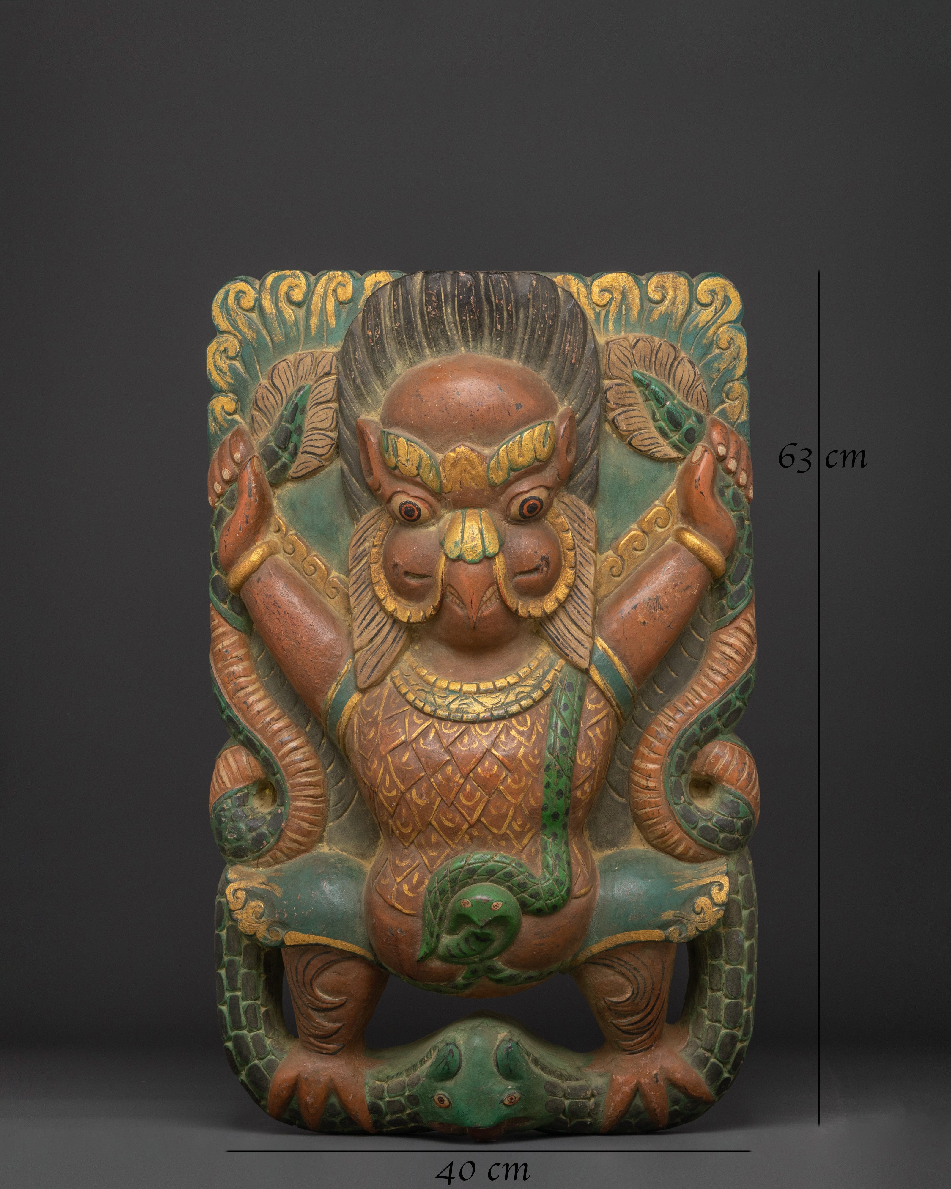 Sacred Garuda Wall Hanging | Handcarved Wooden Tibetan Protector Art