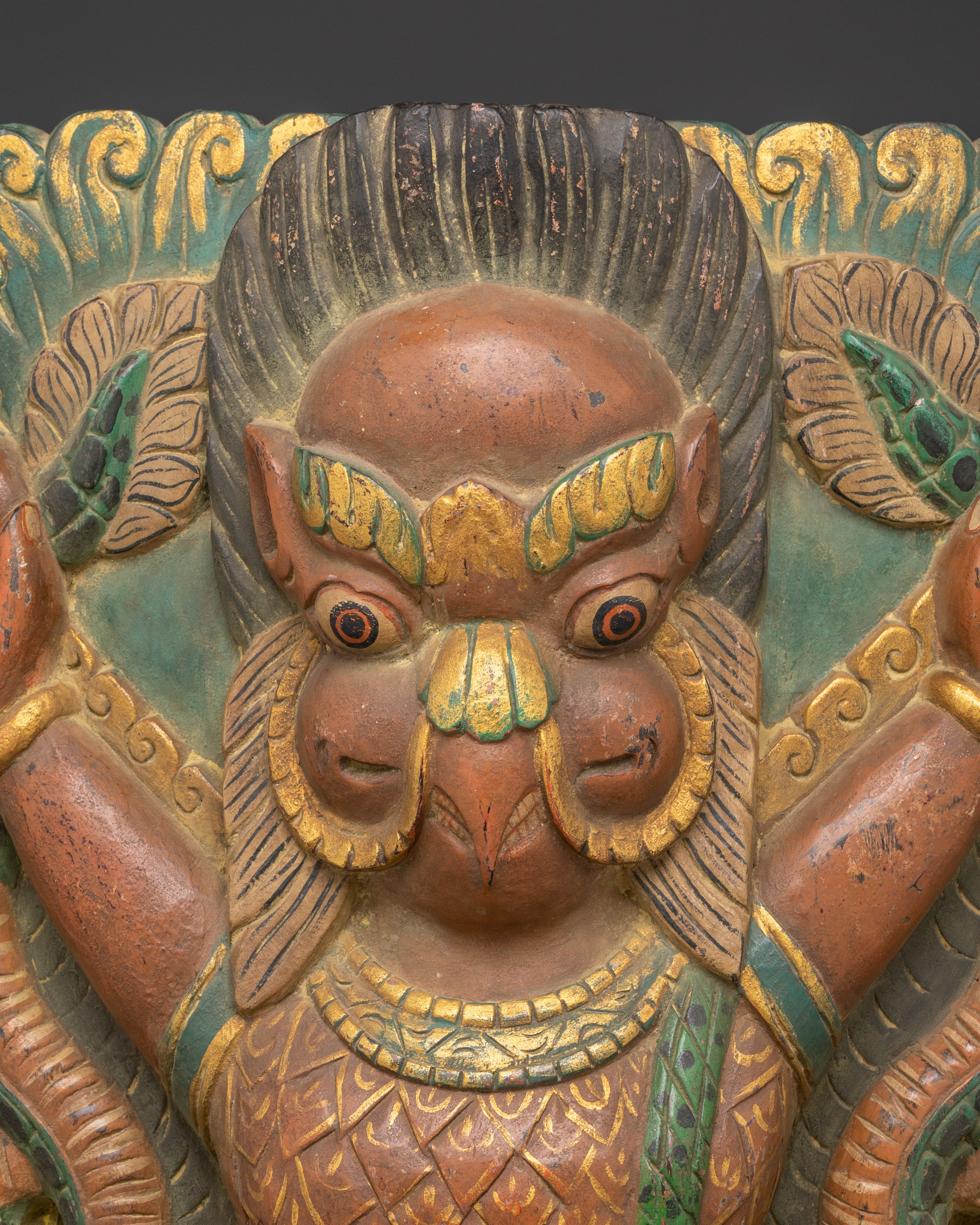 Sacred Garuda Wall Hanging | Handcarved Wooden Tibetan Protector Art