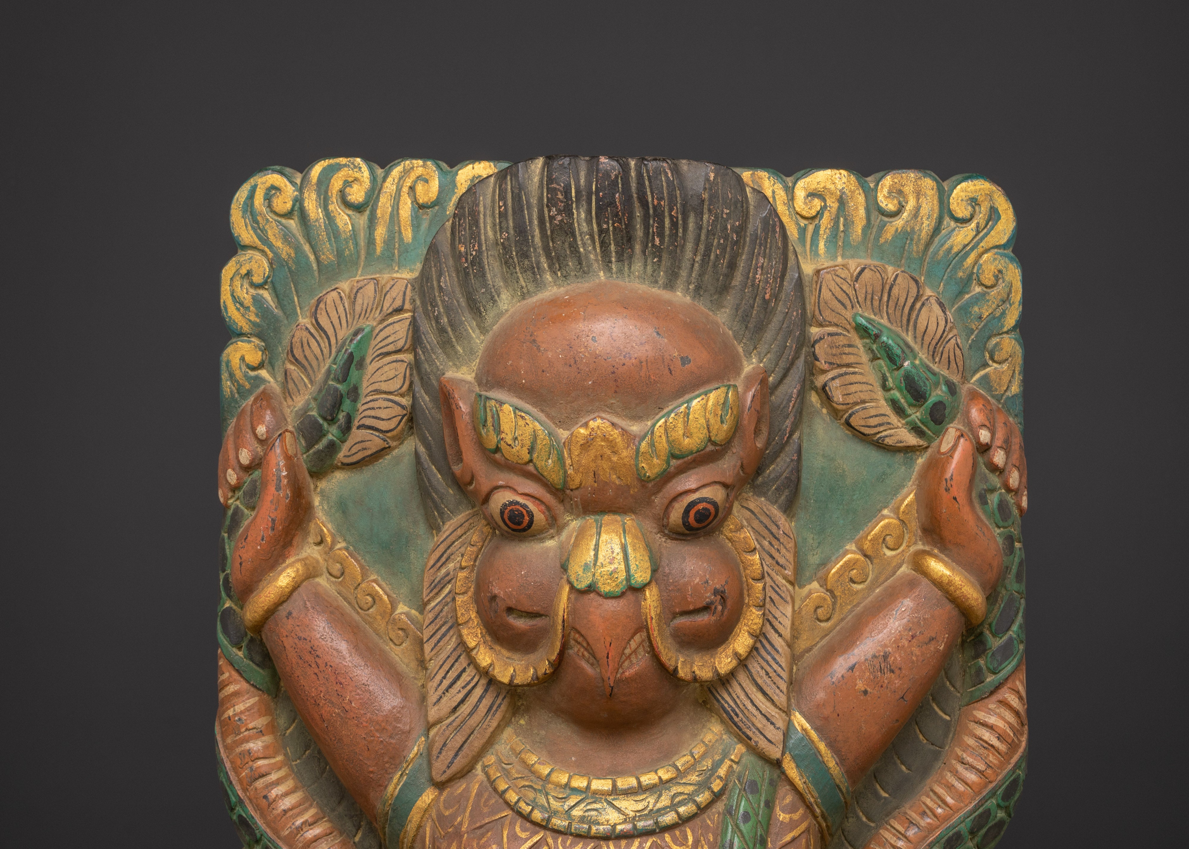 Sacred Garuda Wall Hanging | Handcarved Wooden Tibetan Protector Art
