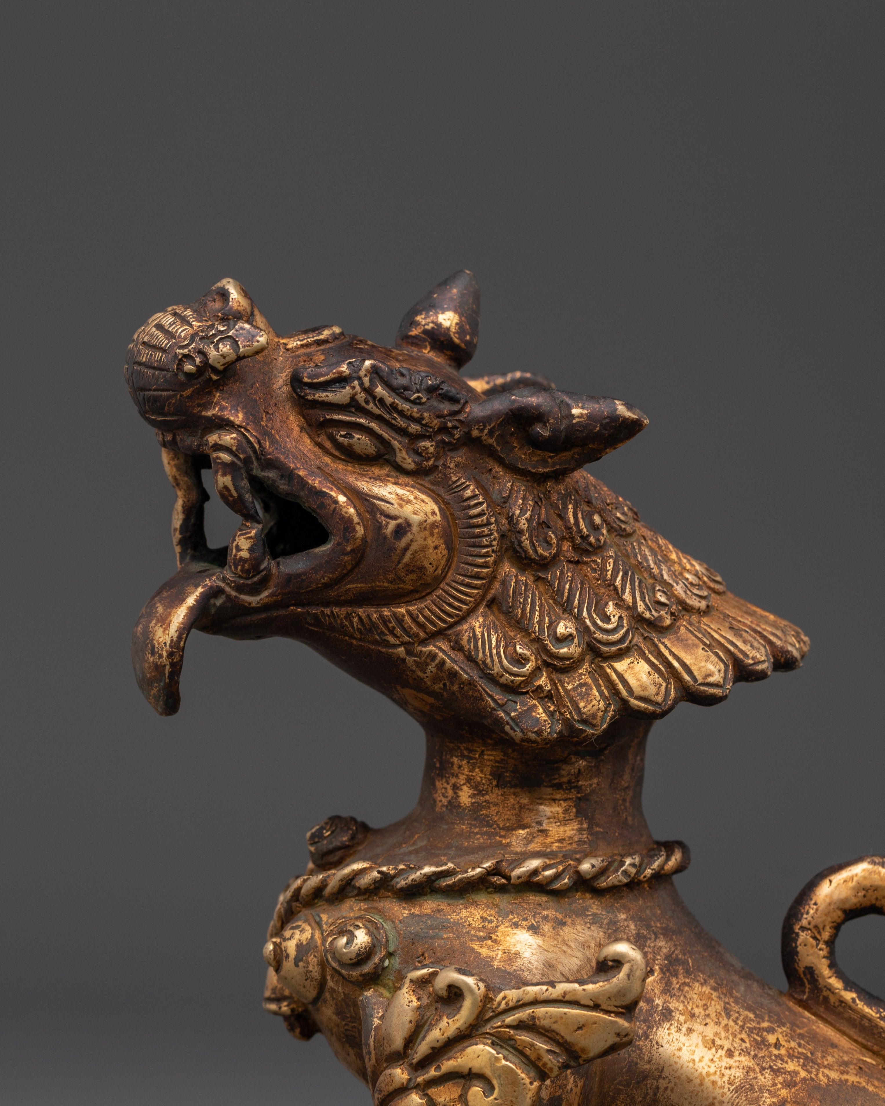 Handcrafted Lion Statue Set for Home Decor | Brass Tibetan Guardian Sculptures